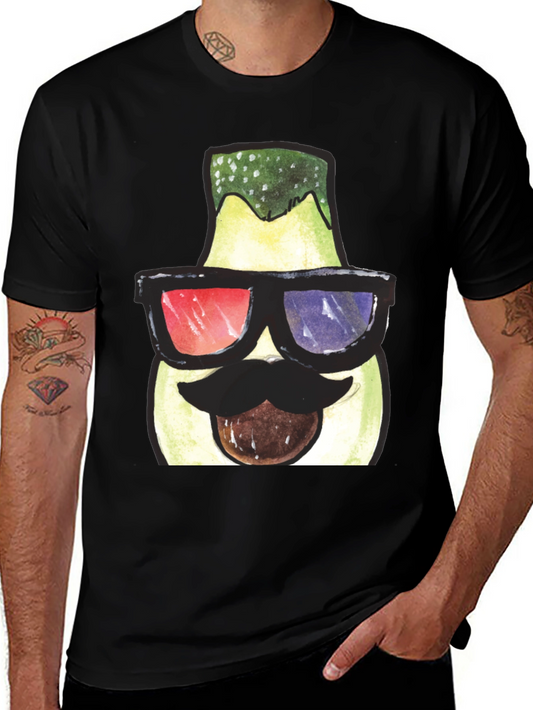 Funny Avocado 3D Glasses Graphic T-Shirt