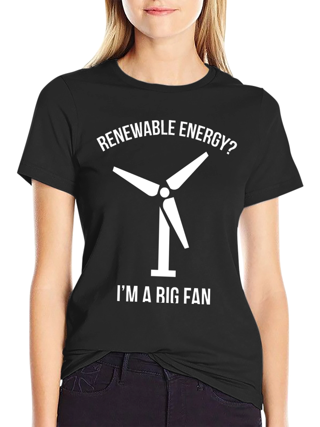 Renewable Energy Fan T-Shirt - Black Cotton