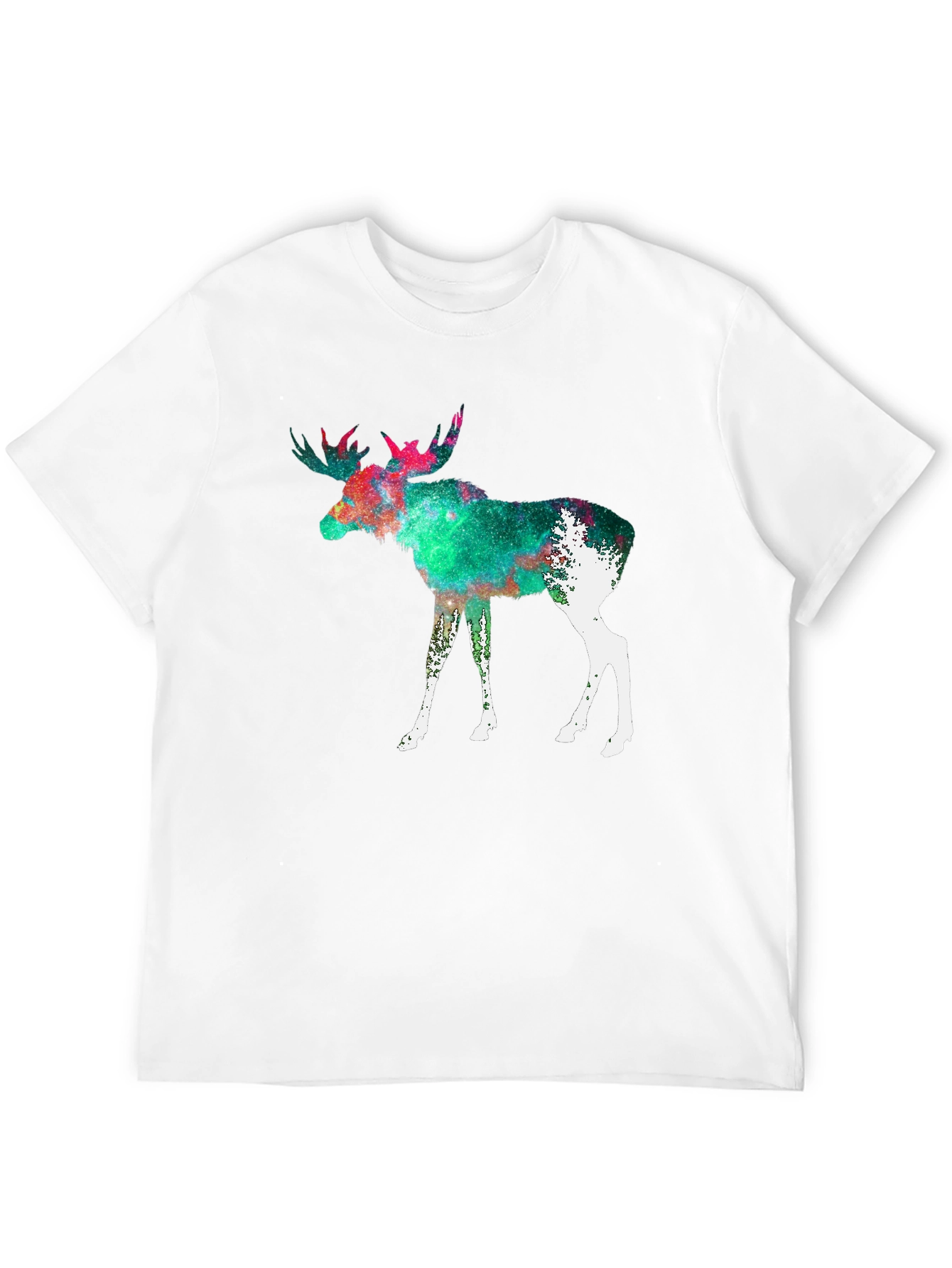 Moose Galaxy Print Black T-Shirt
