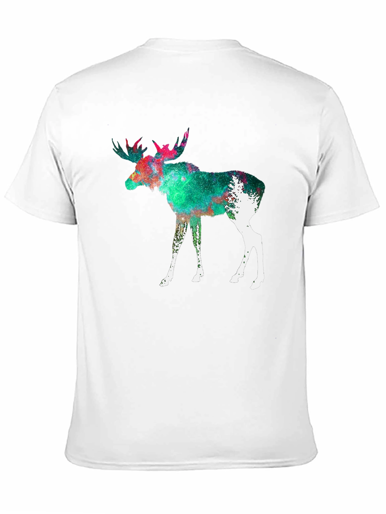 Moose Galaxy Print Black T-Shirt