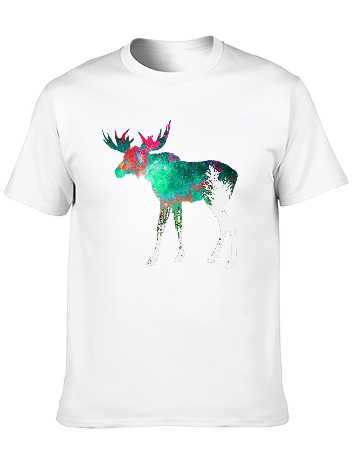 Moose Galaxy Print Black T-Shirt