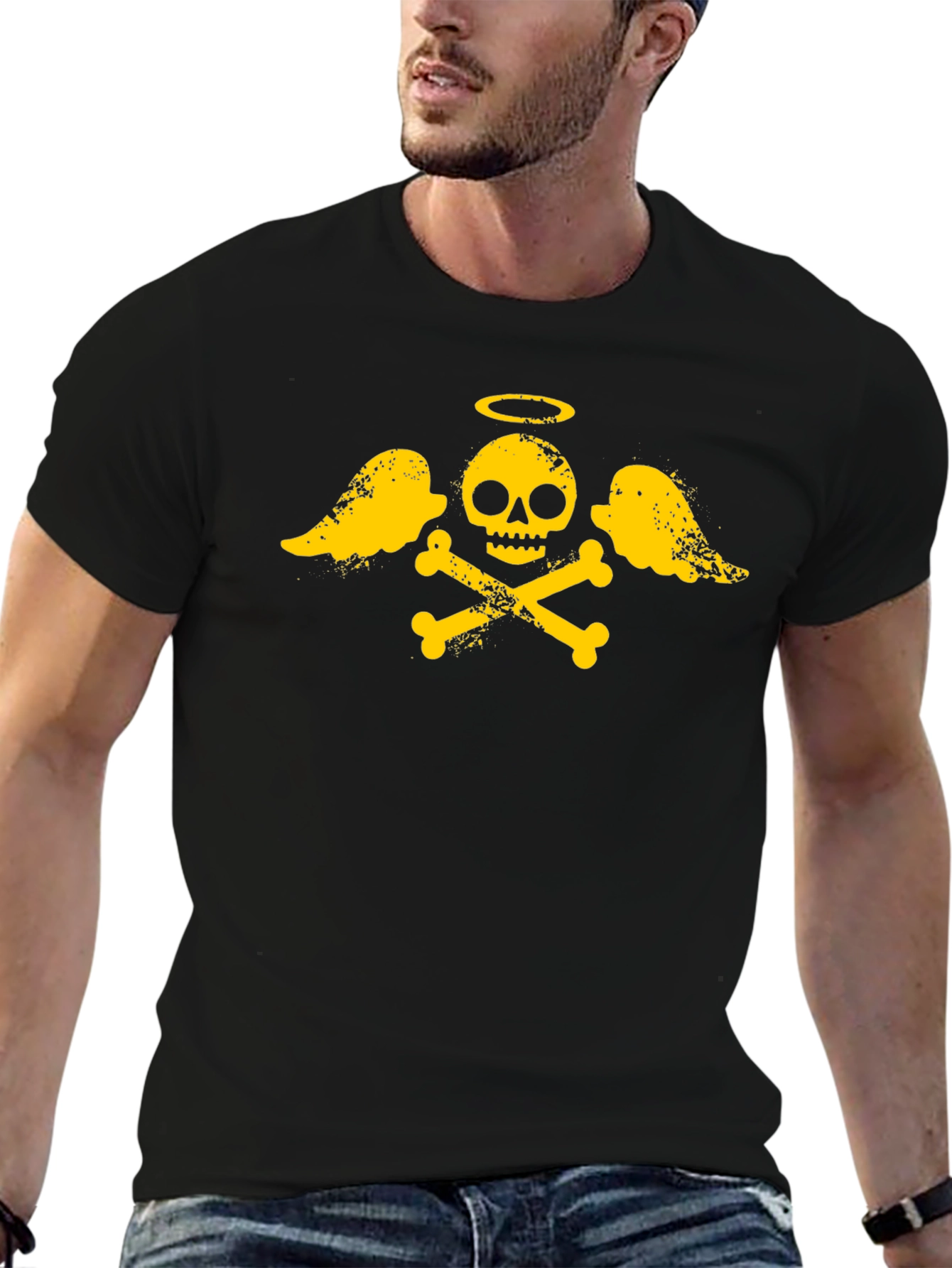 Skull and Crossbones Graphic T-Shirt - Black