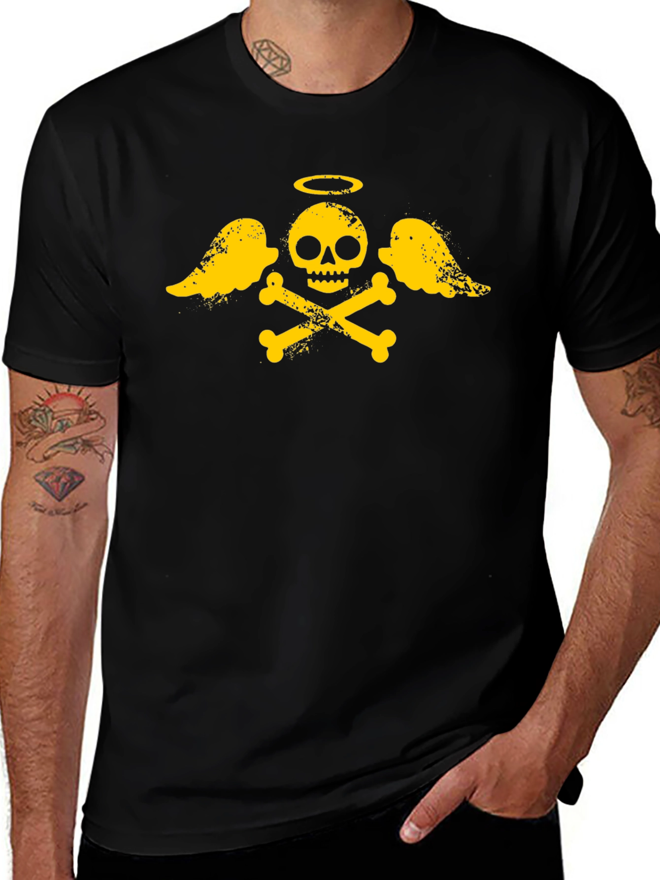 Skull and Crossbones Graphic T-Shirt - Black