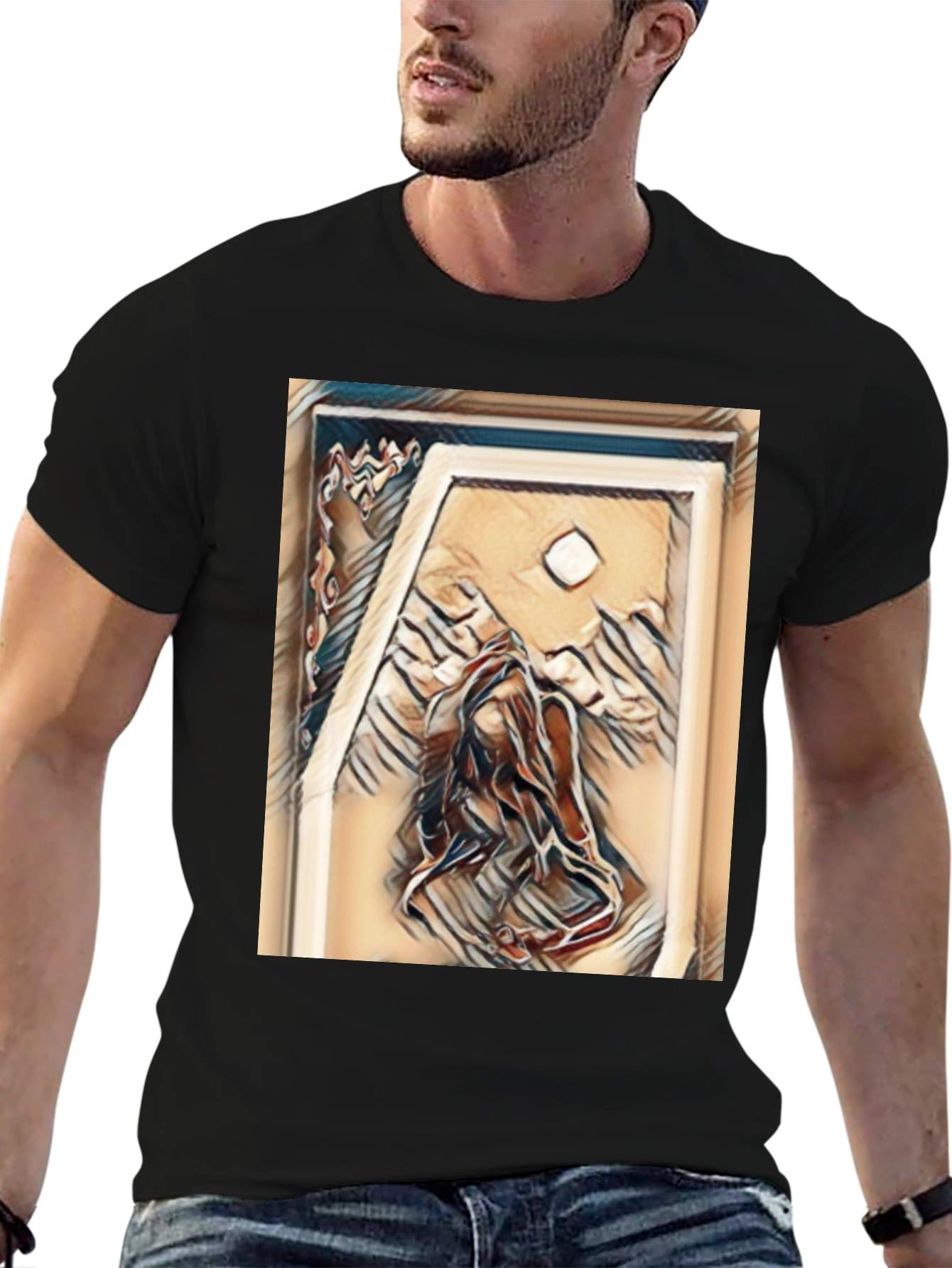 Abstract Art Tee - Black Cotton Blend