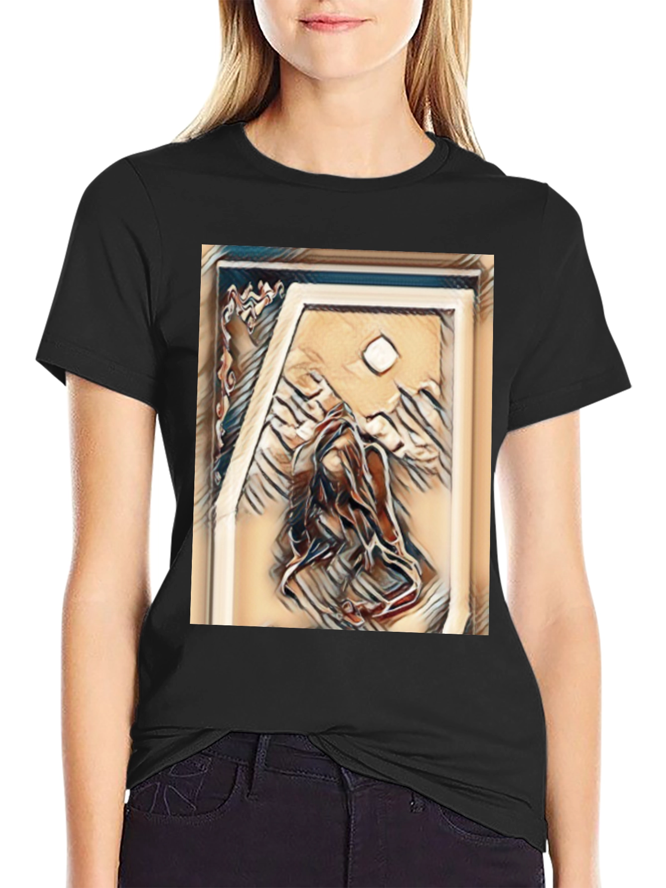 Abstract Art Tee - Black Cotton Blend