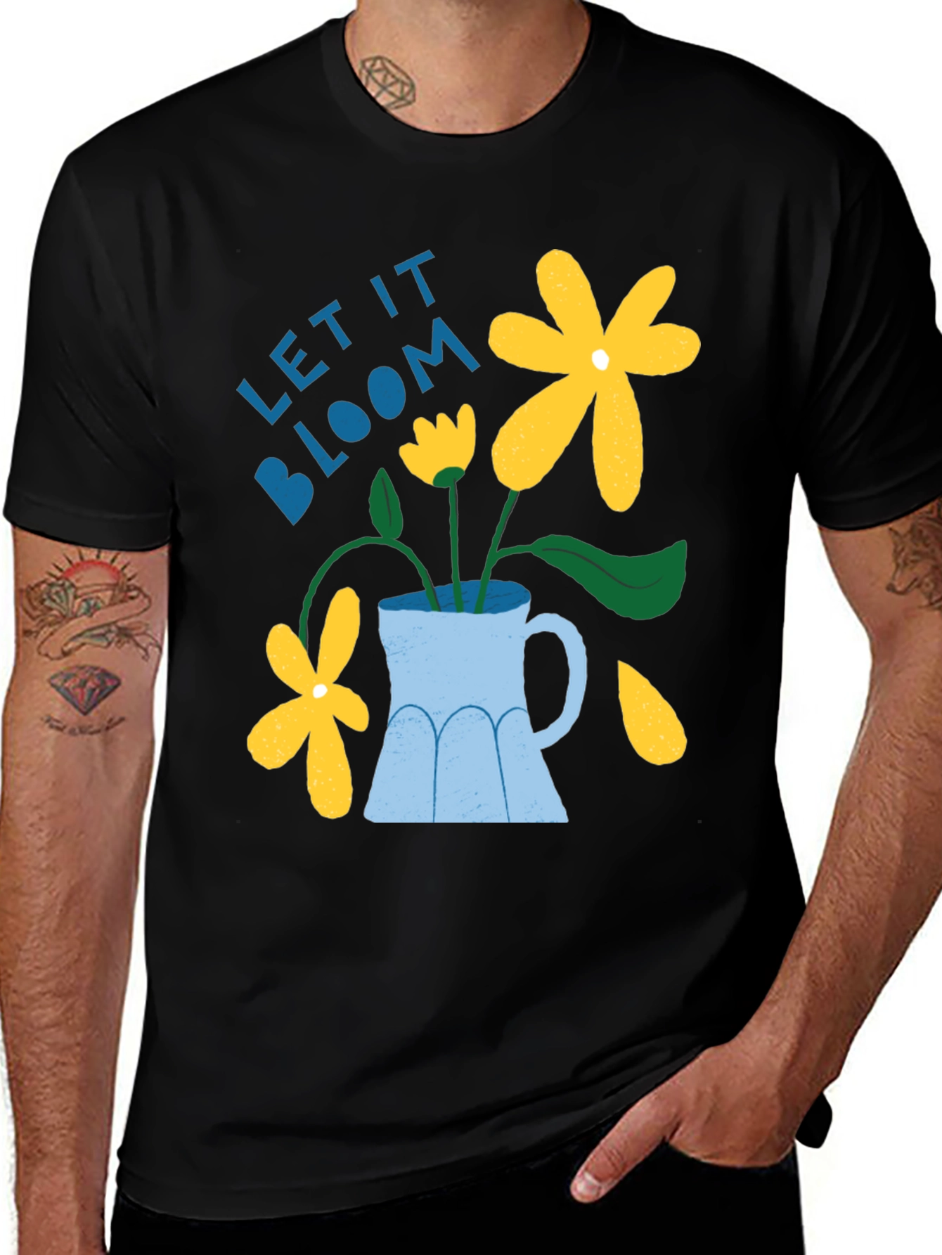 Let It Bloom Graphic Tee - Mens Black T-Shirt