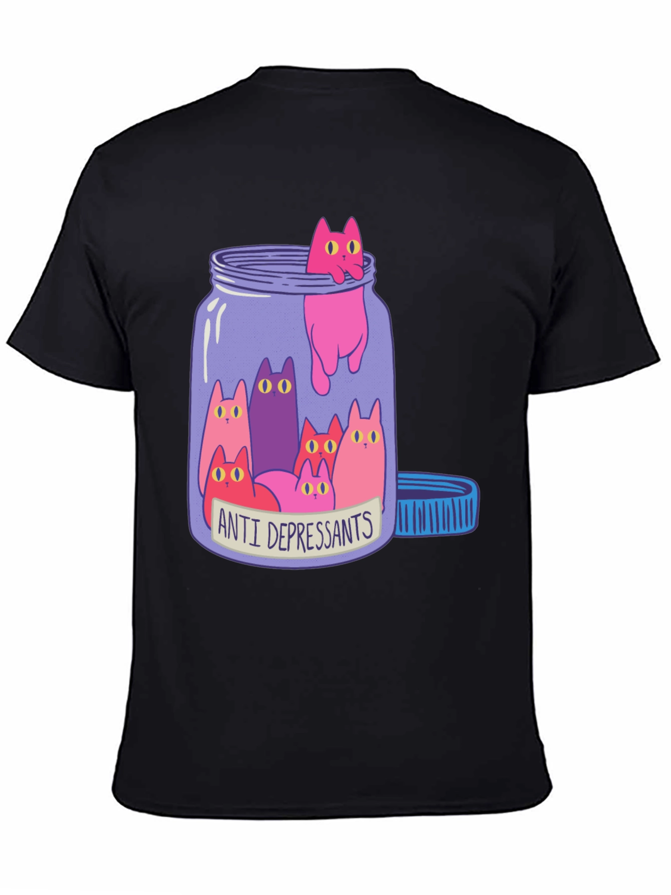 Anti Depressants Cat Jar Funny Graphic T-Shirt
