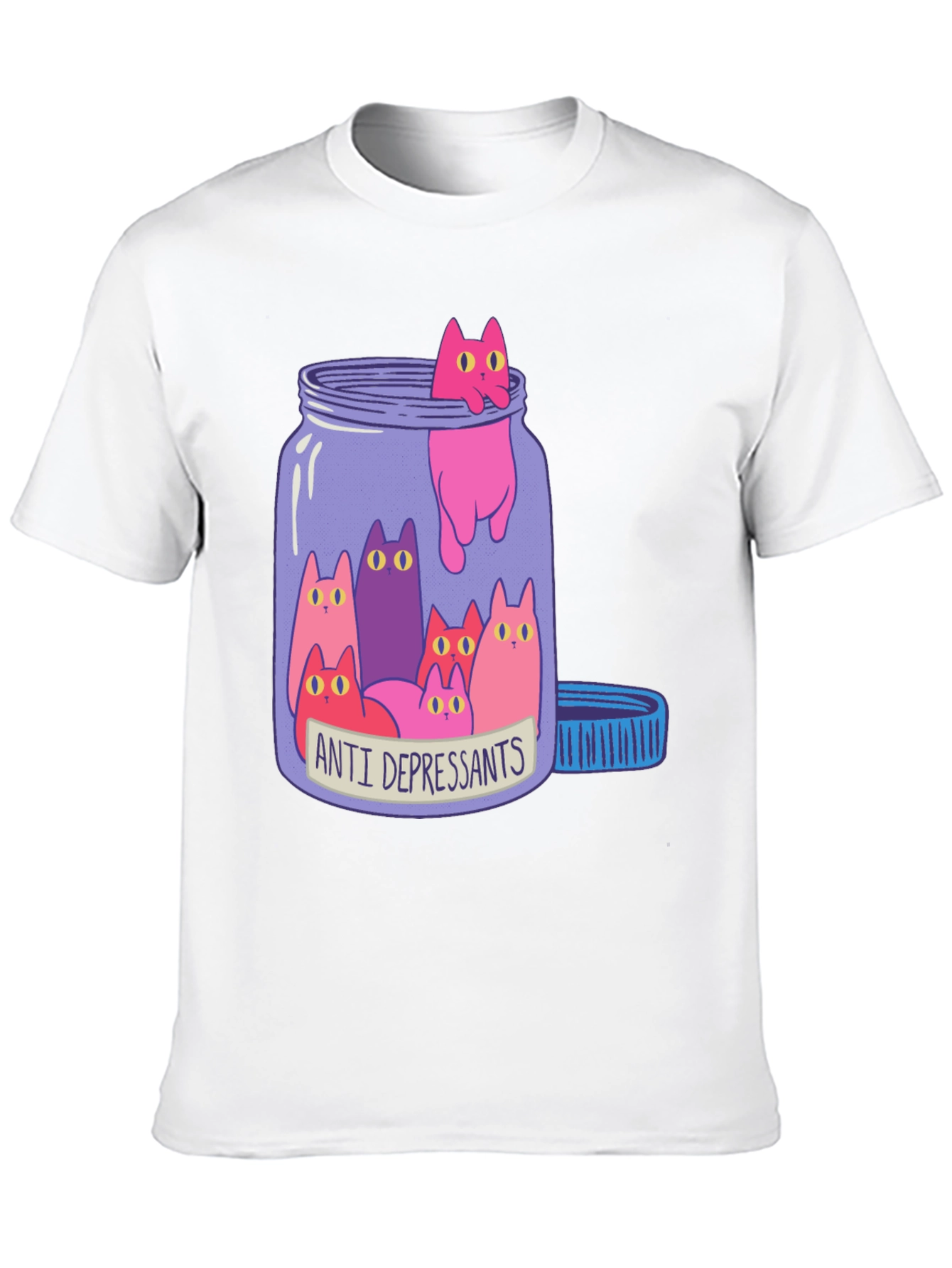 Anti Depressants Cat Jar Funny Graphic T-Shirt