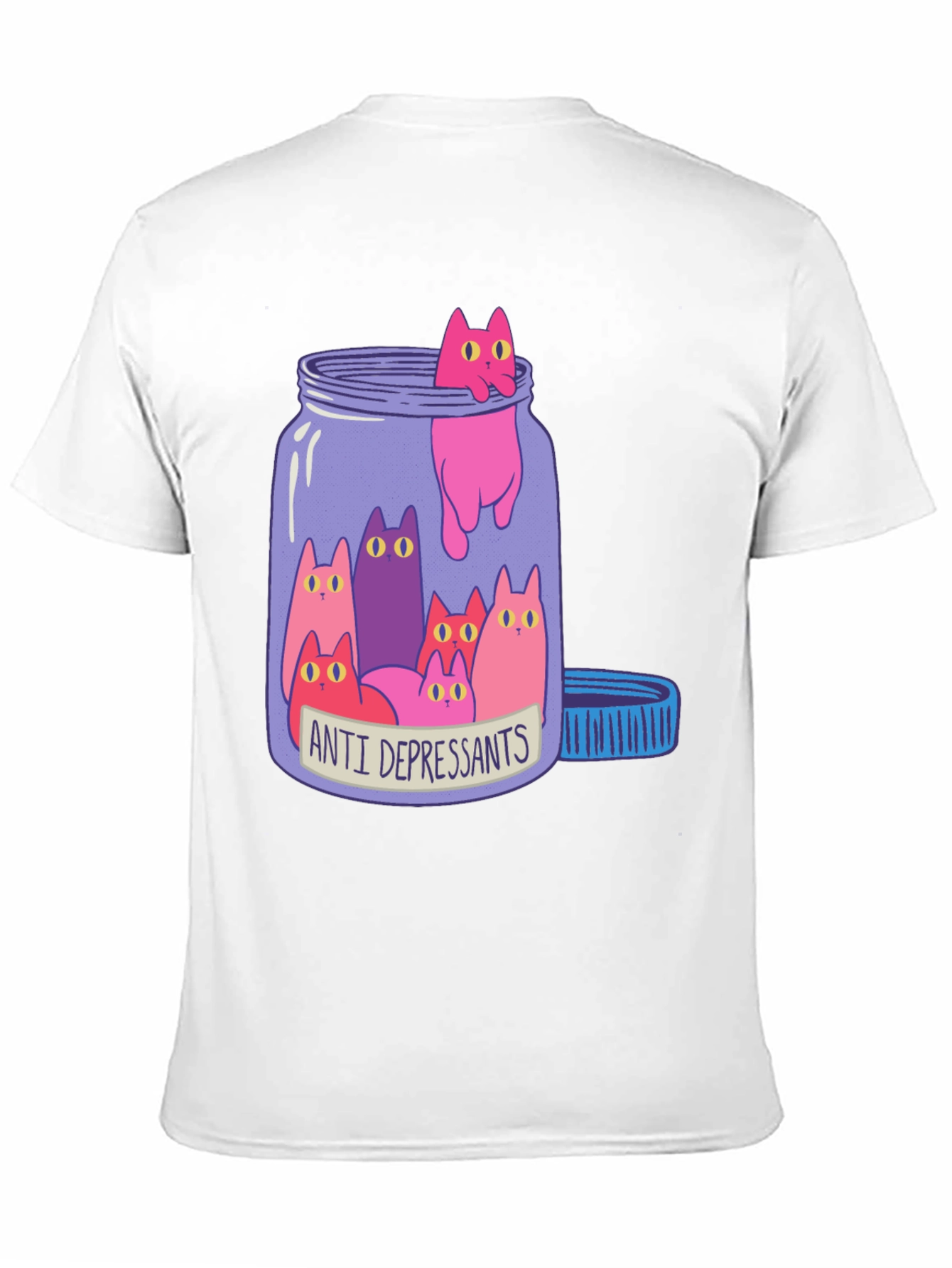 Anti Depressants Cat Jar Funny Graphic T-Shirt