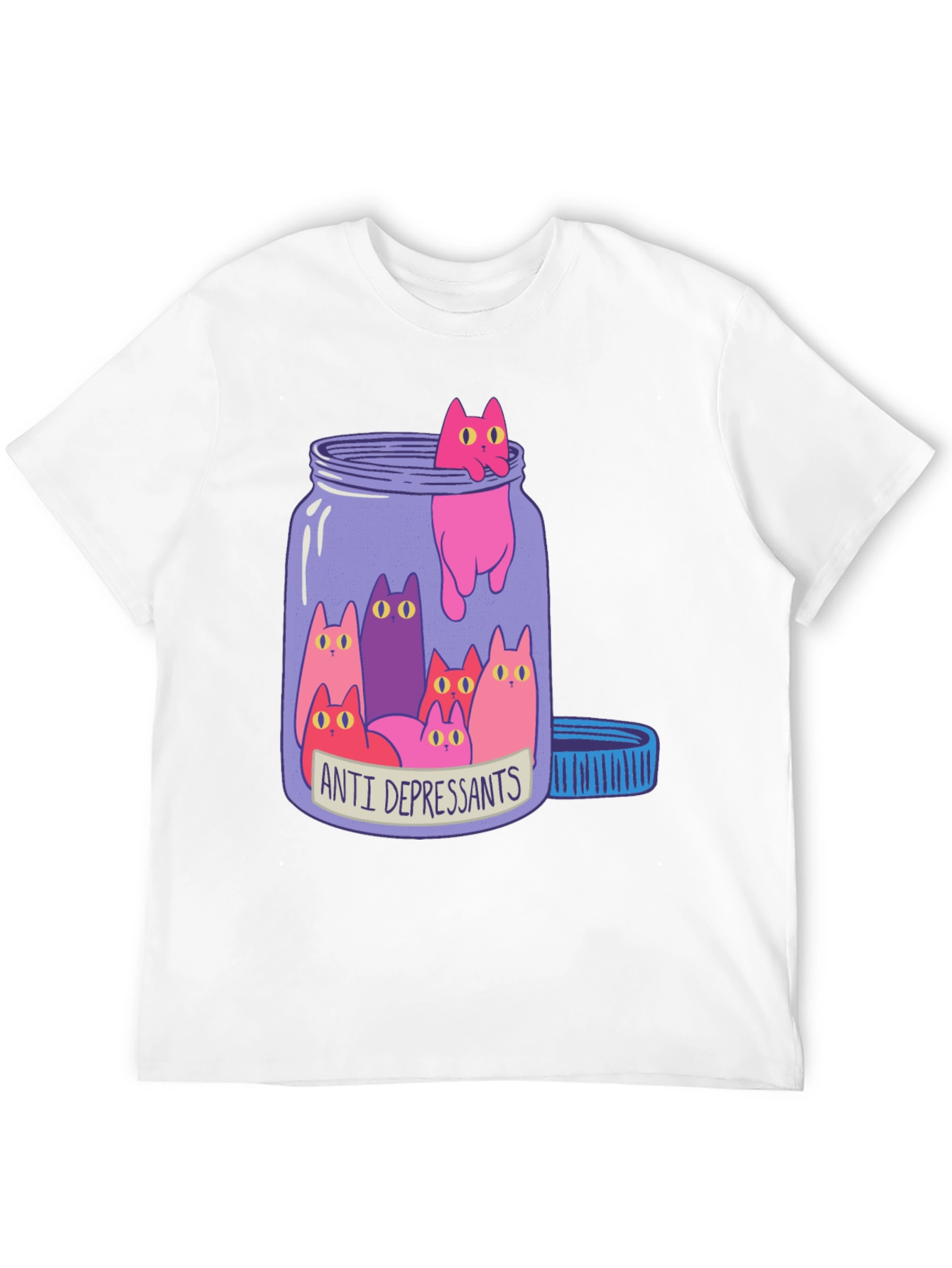Anti Depressants Cat Jar Funny Graphic T-Shirt