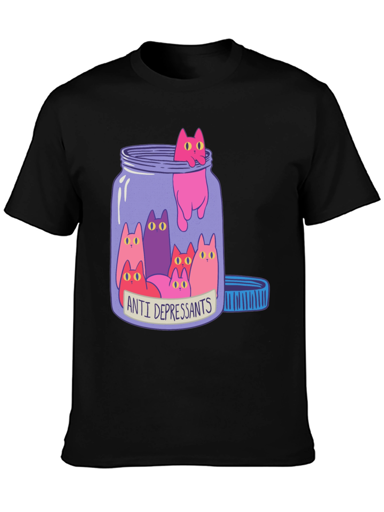 Anti Depressants Cat Jar Funny Graphic T-Shirt