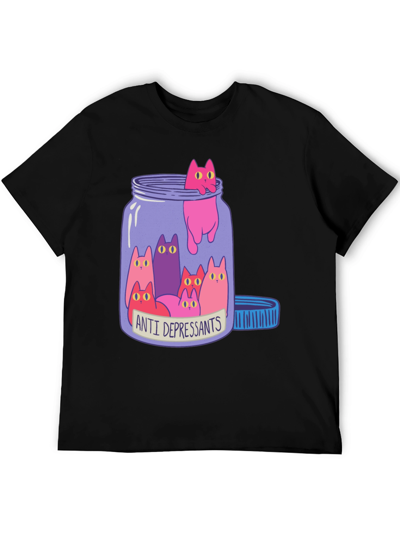 Anti Depressants Cat Jar Funny Graphic T-Shirt