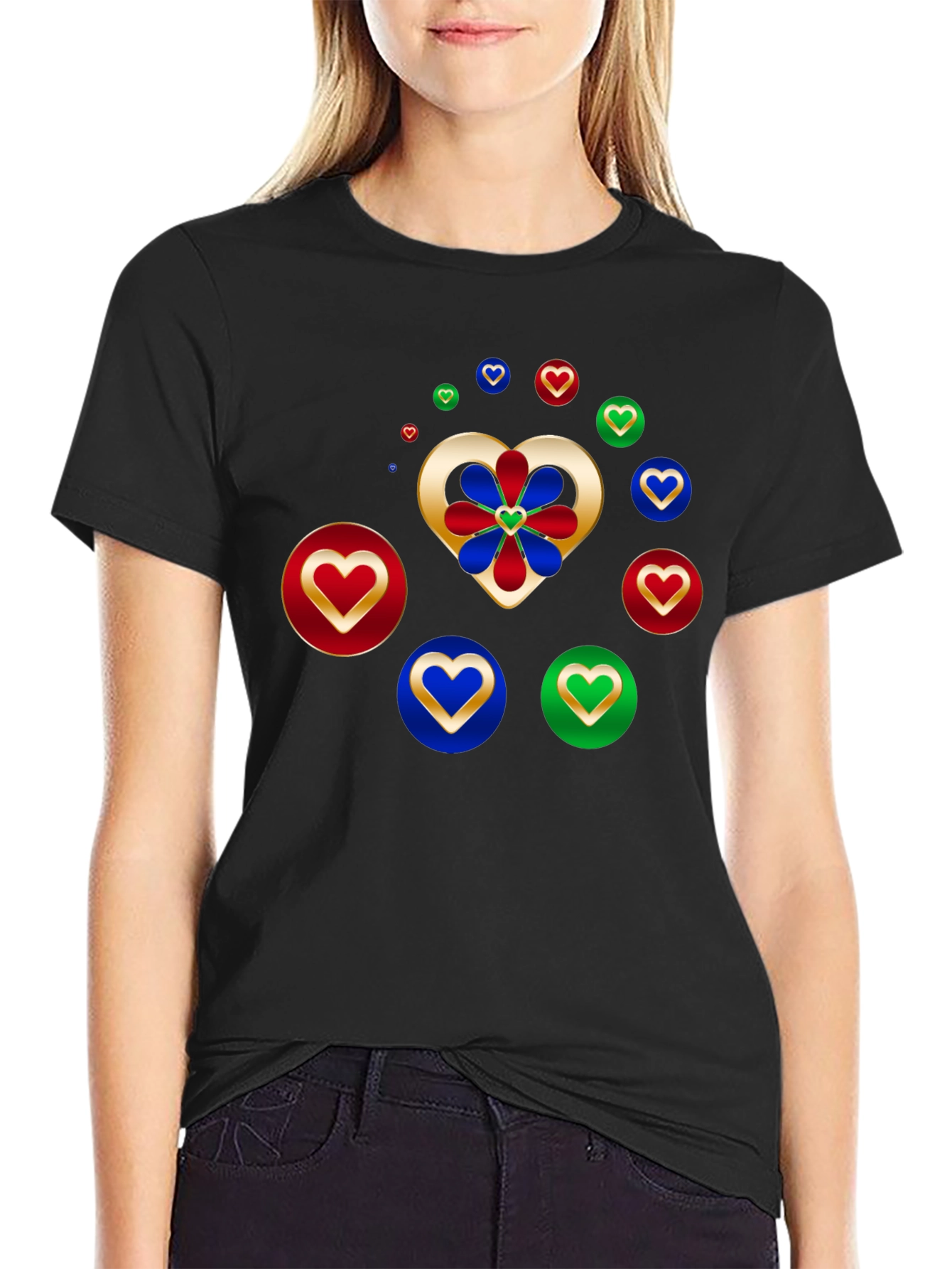 Heart Flower Graphic Tee - Modern Style