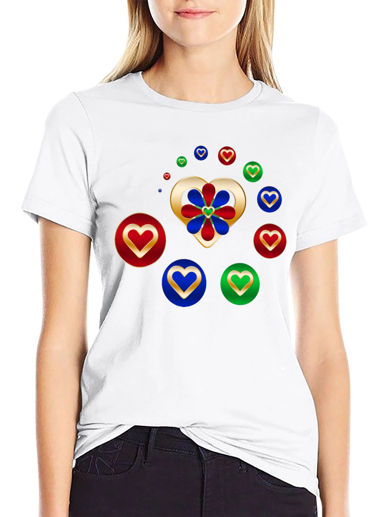 Heart Flower Graphic Tee - Modern Style