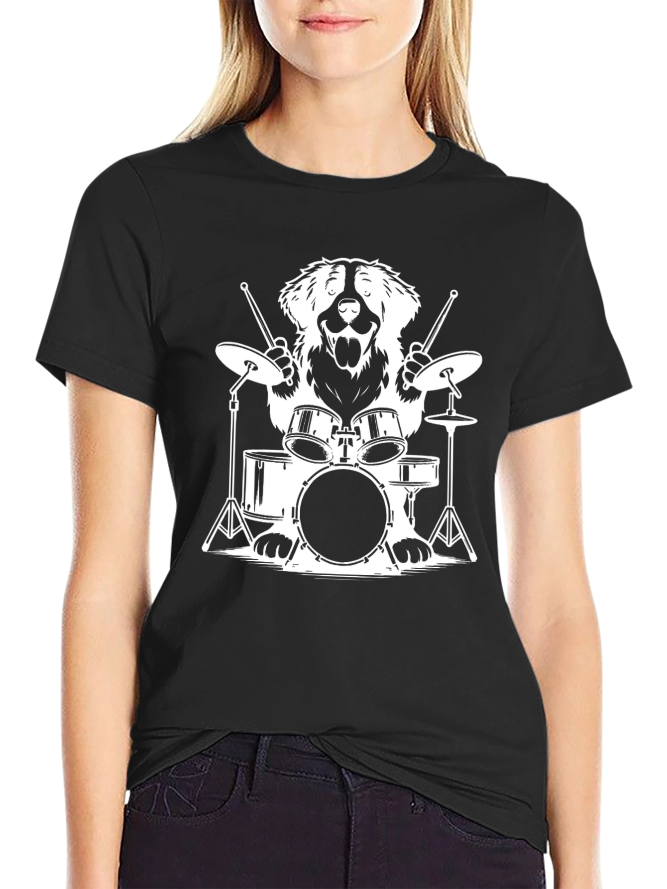 Dog Drummer T-Shirt - Cool Music Lover Tee