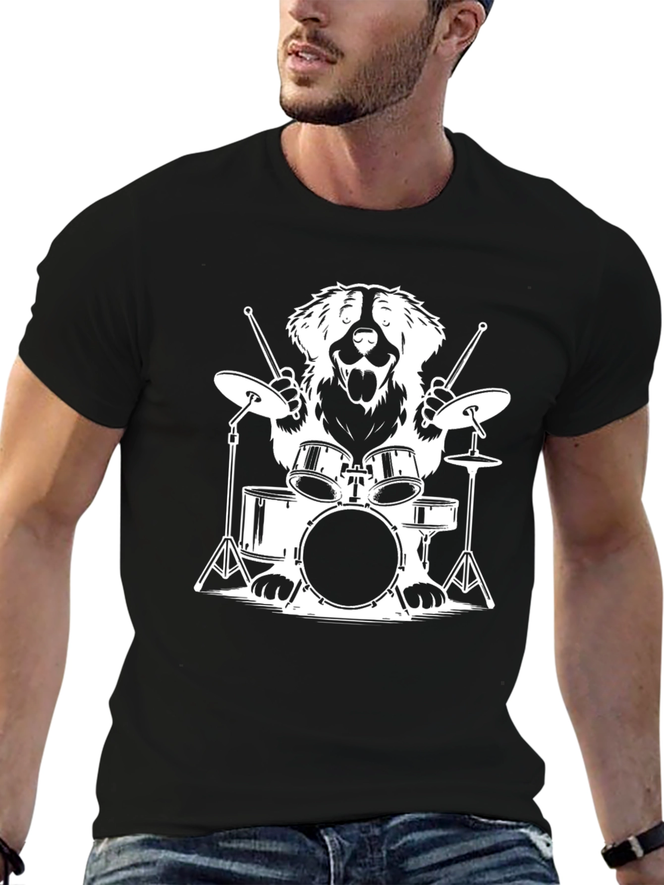 Dog Drummer T-Shirt - Cool Music Lover Tee