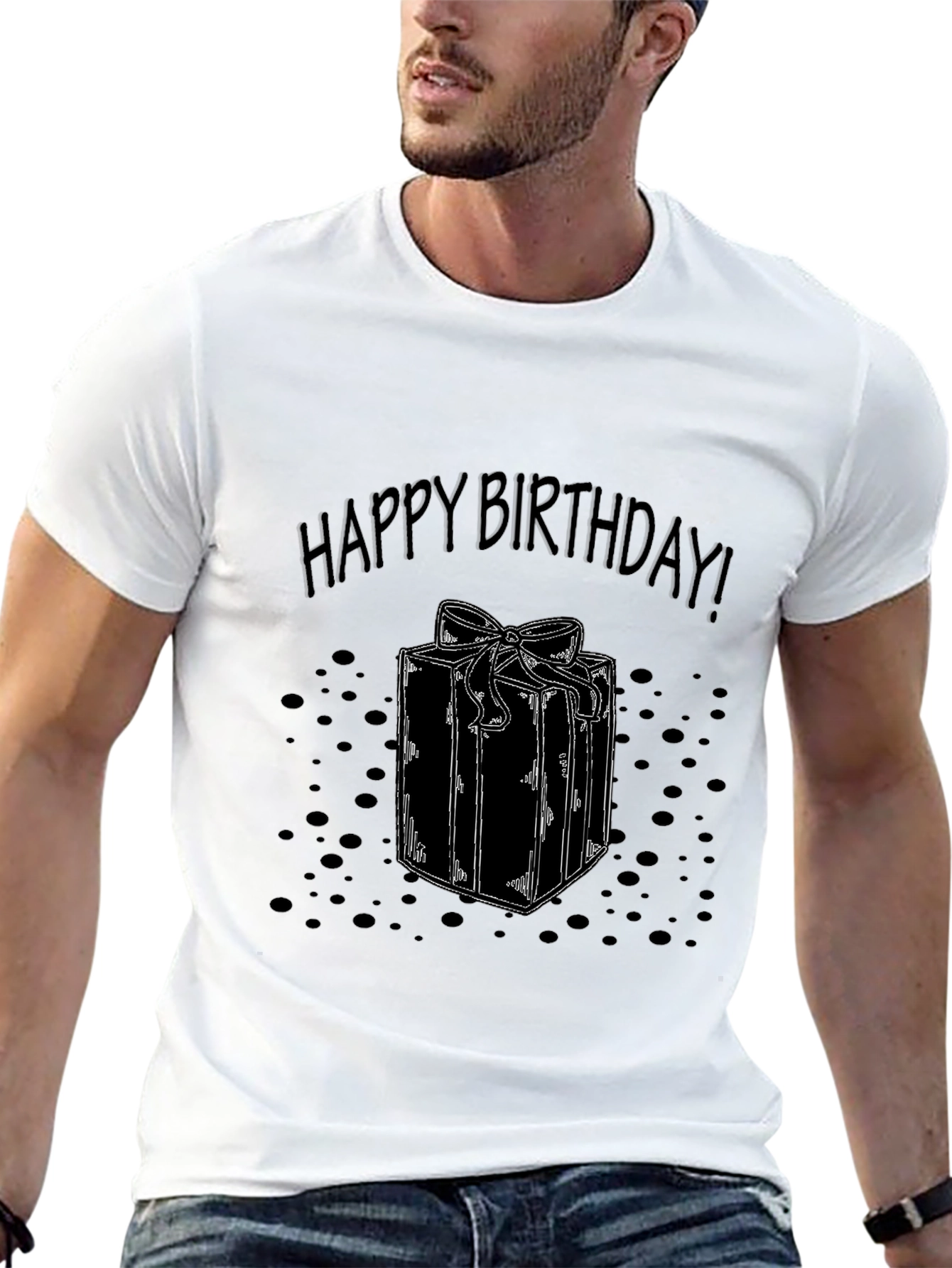 Happy Birthday Gift Box Graphic Tee - Black