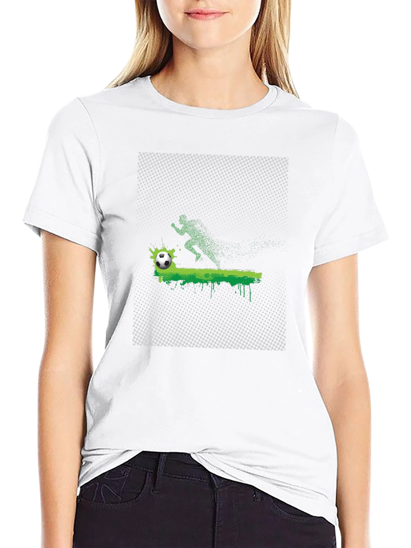 Soccer Runner Graphic Tee - Black Cotton Blend