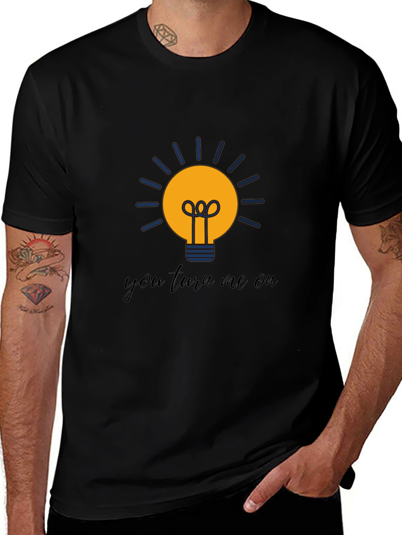 Humorous You Turn Me On Lightbulb Graphic Tee