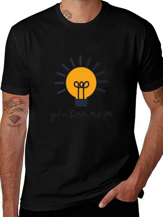 Humorous You Turn Me On Lightbulb Graphic Tee
