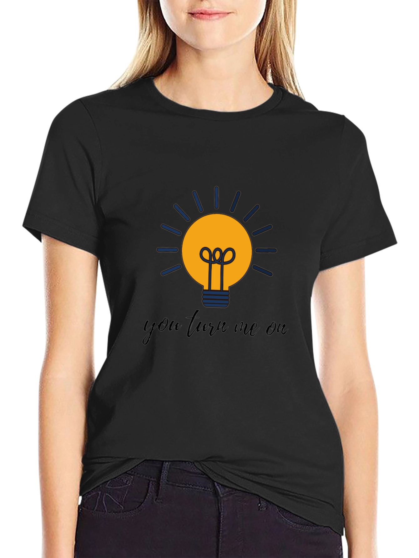 Humorous You Turn Me On Lightbulb Graphic Tee
