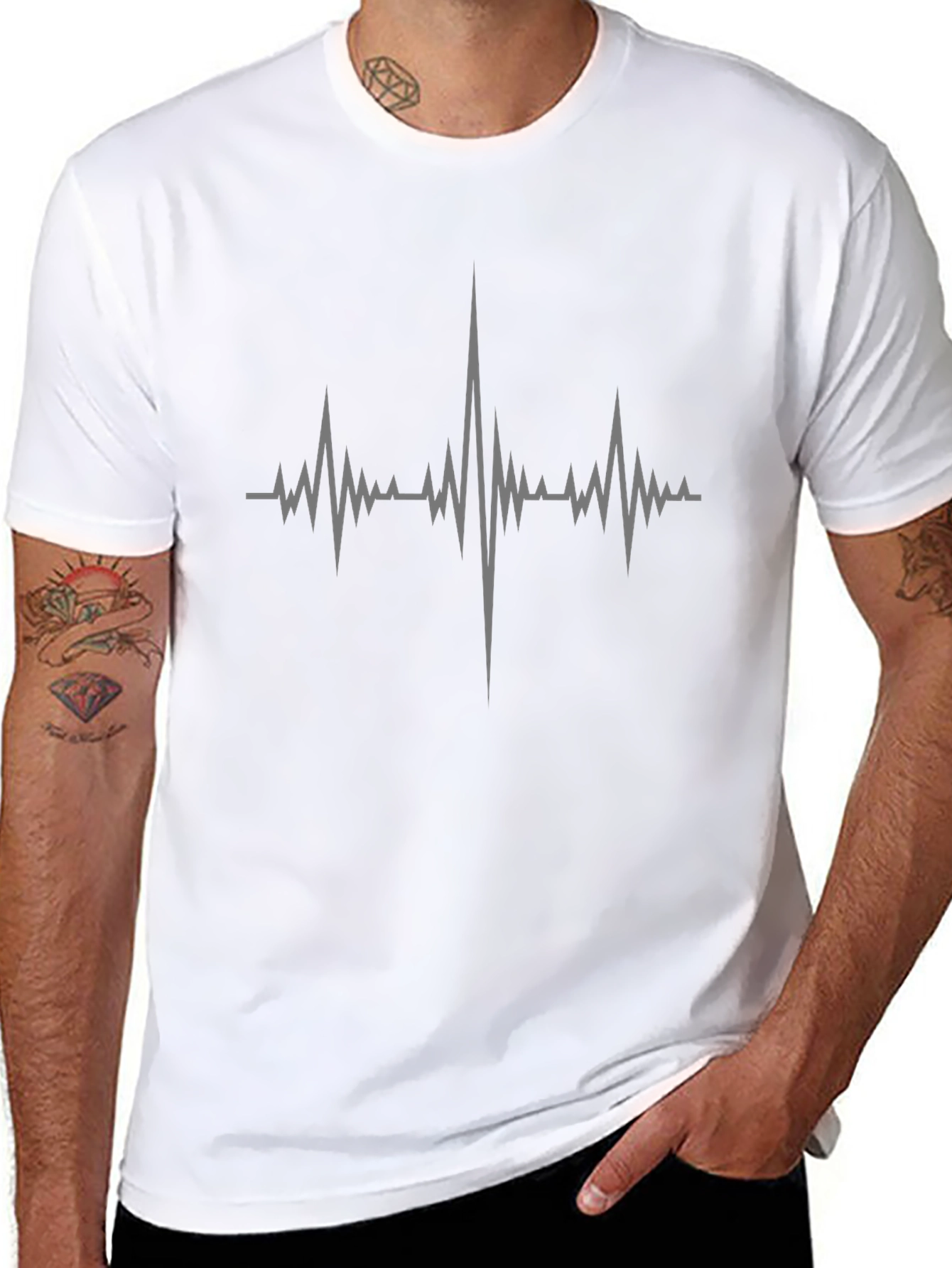 Heartbeat Graphic Tee - Black Cotton Comfort