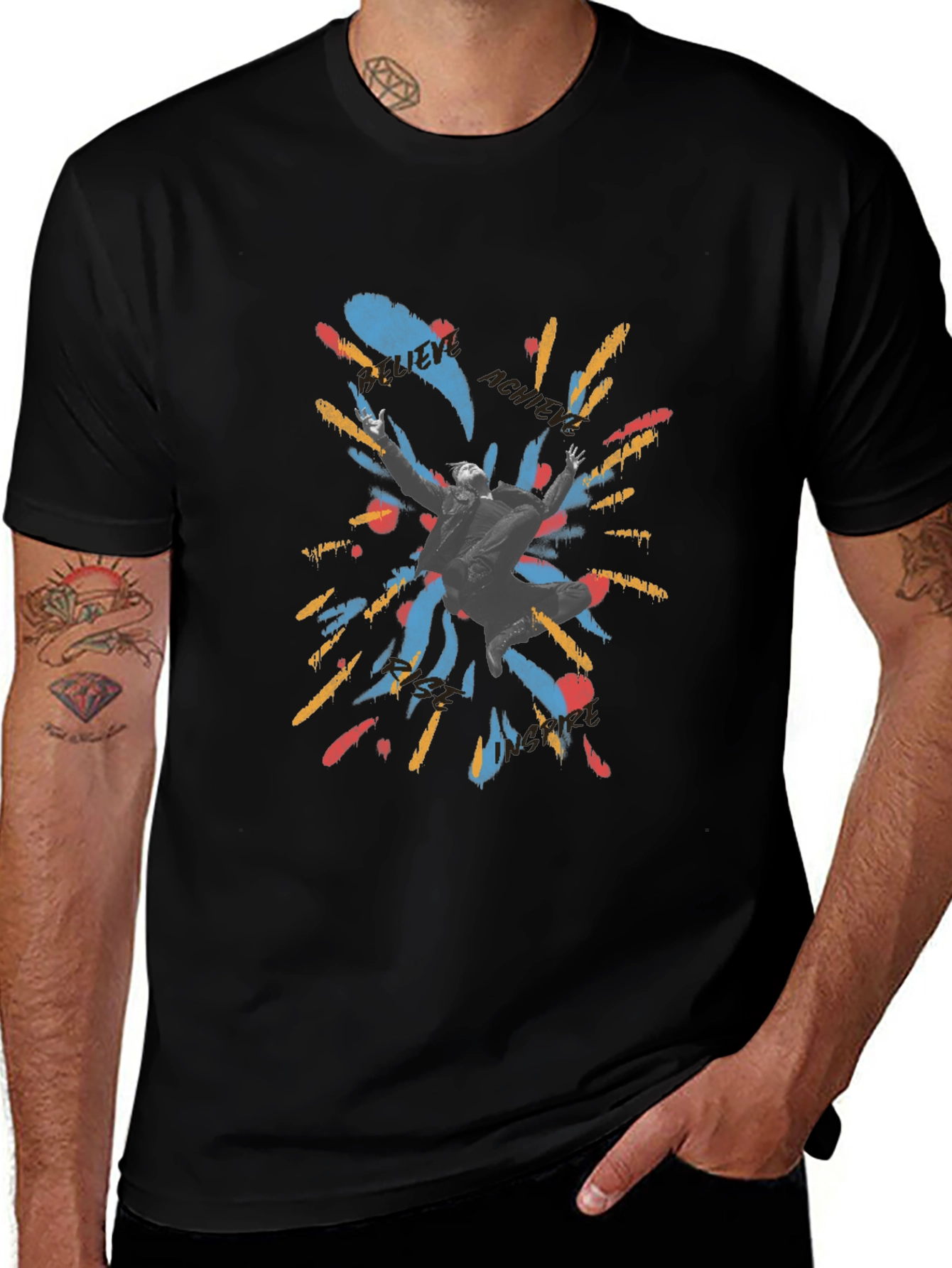 Motivational Graphic Print Black T-Shirt