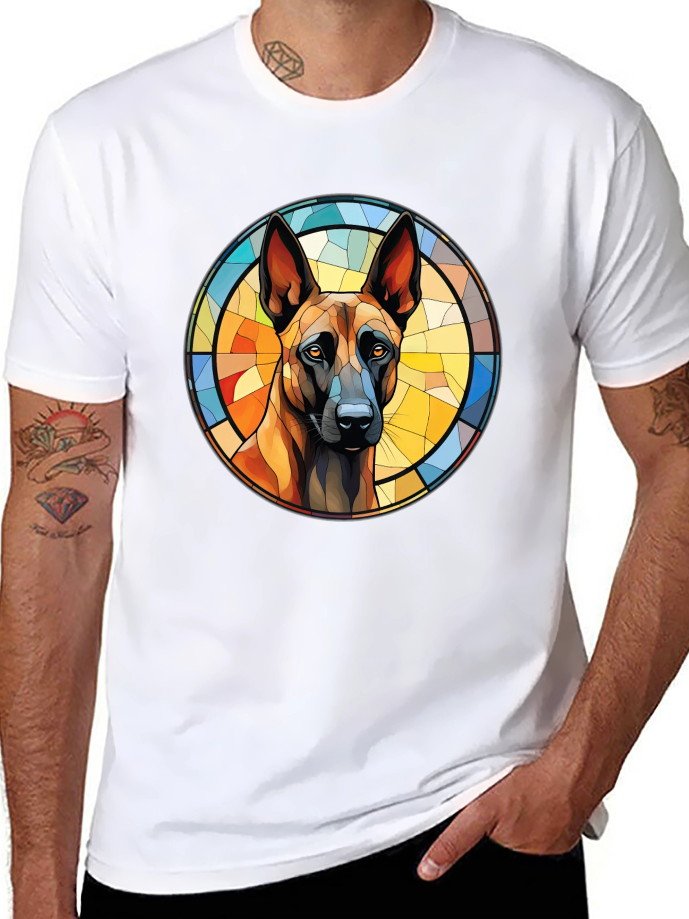 Dog Breed Stained Glass Graphic Tee