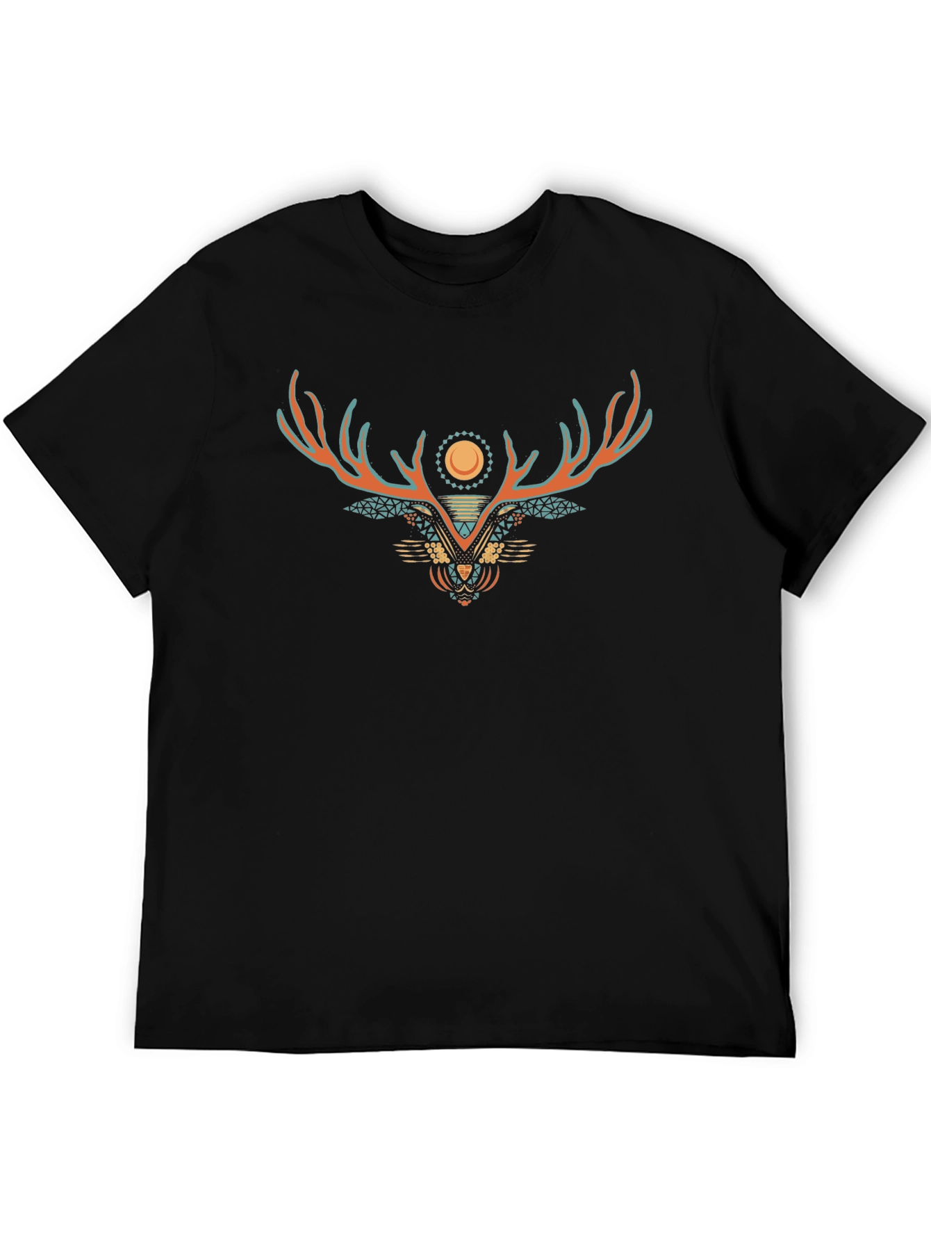 Graphic Print Tee - Geometric Deer Design