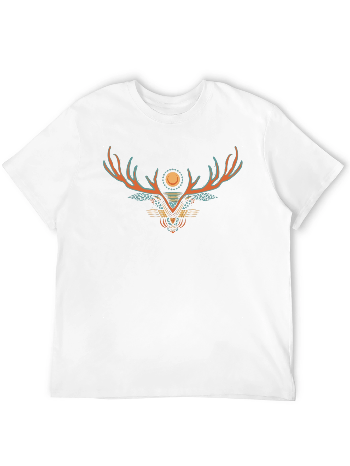 Graphic Print Tee - Geometric Deer Design