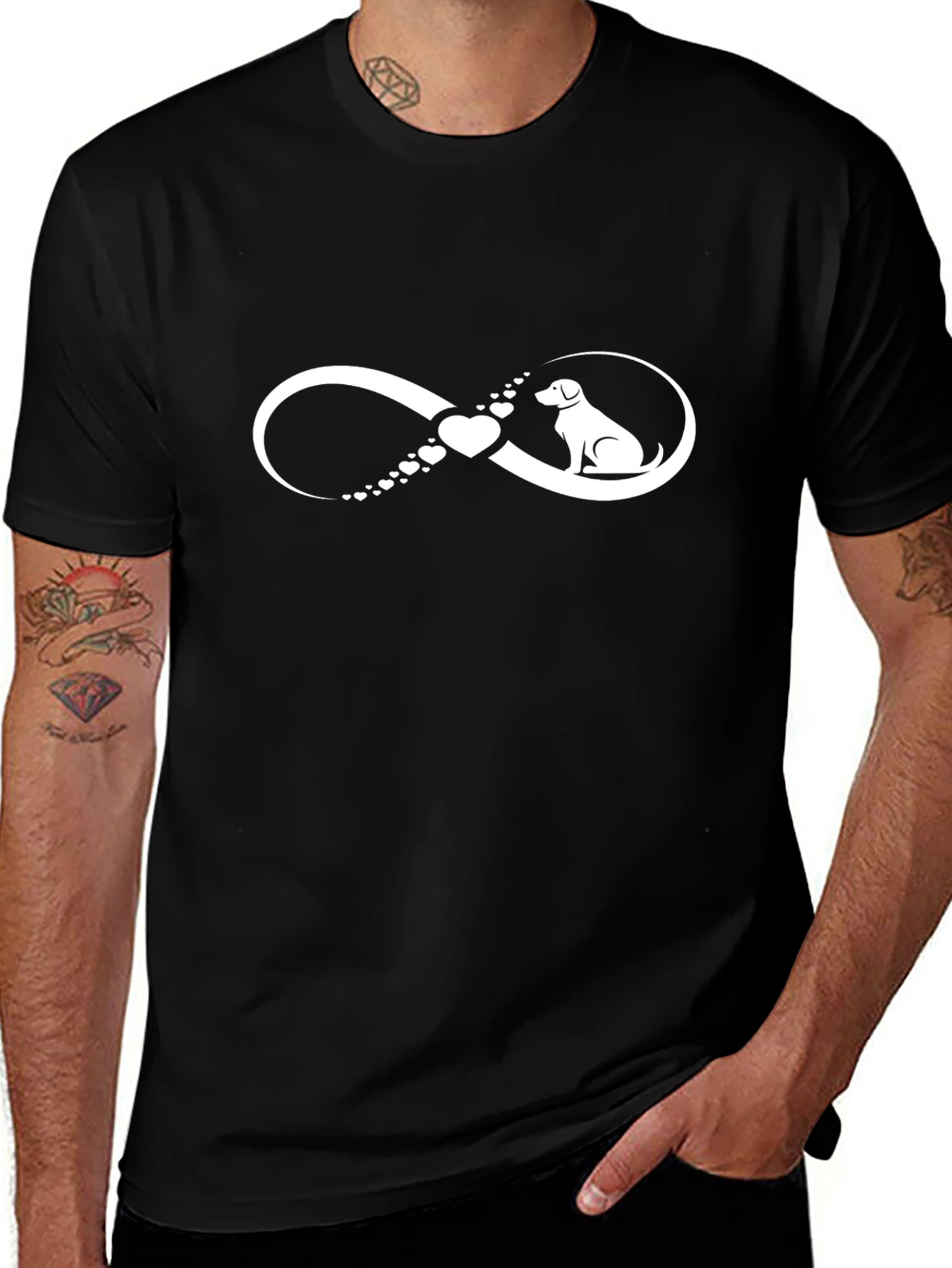 Dog Lover Infinity Heart T-Shirt - Black