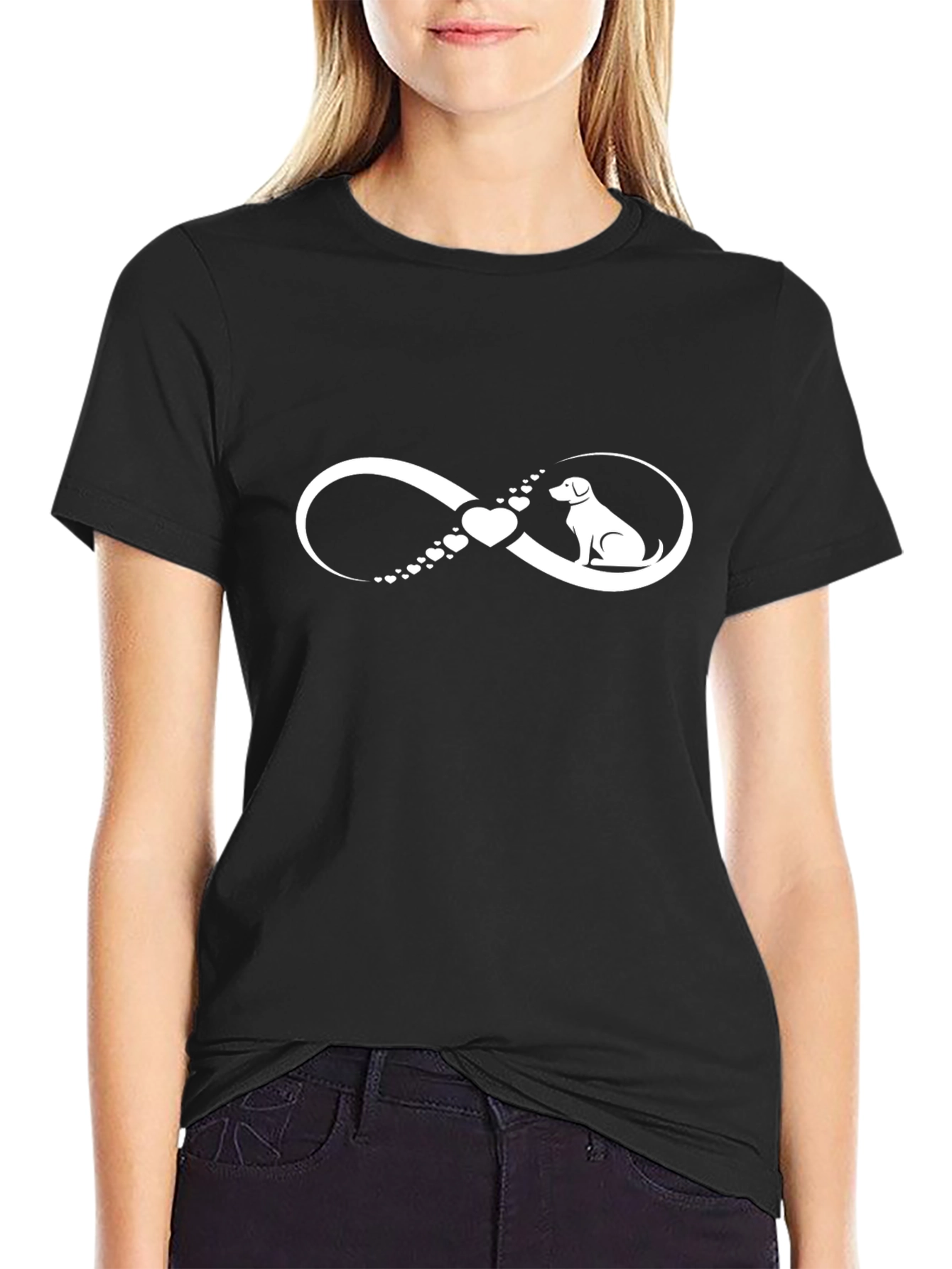 Dog Lover Infinity Heart T-Shirt - Black