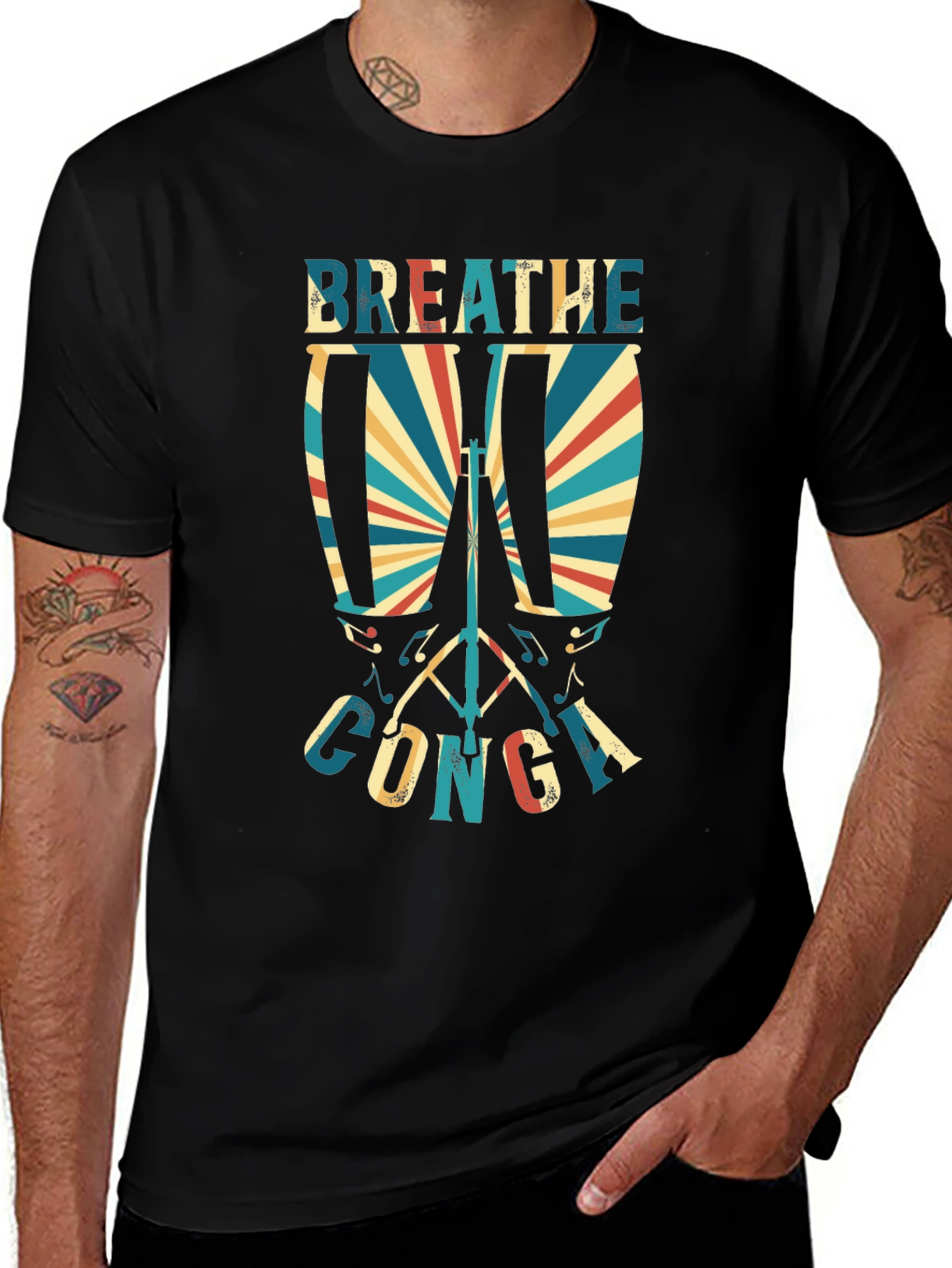Breathe Conga Drum Graphic Tee - Music Lover Shirt