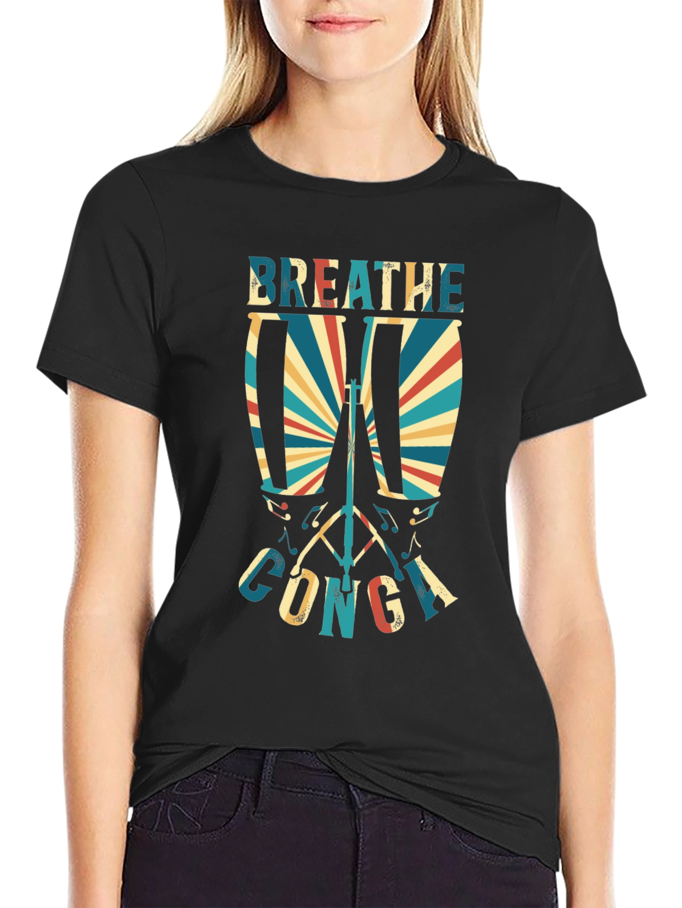 Breathe Conga Drum Graphic Tee - Music Lover Shirt