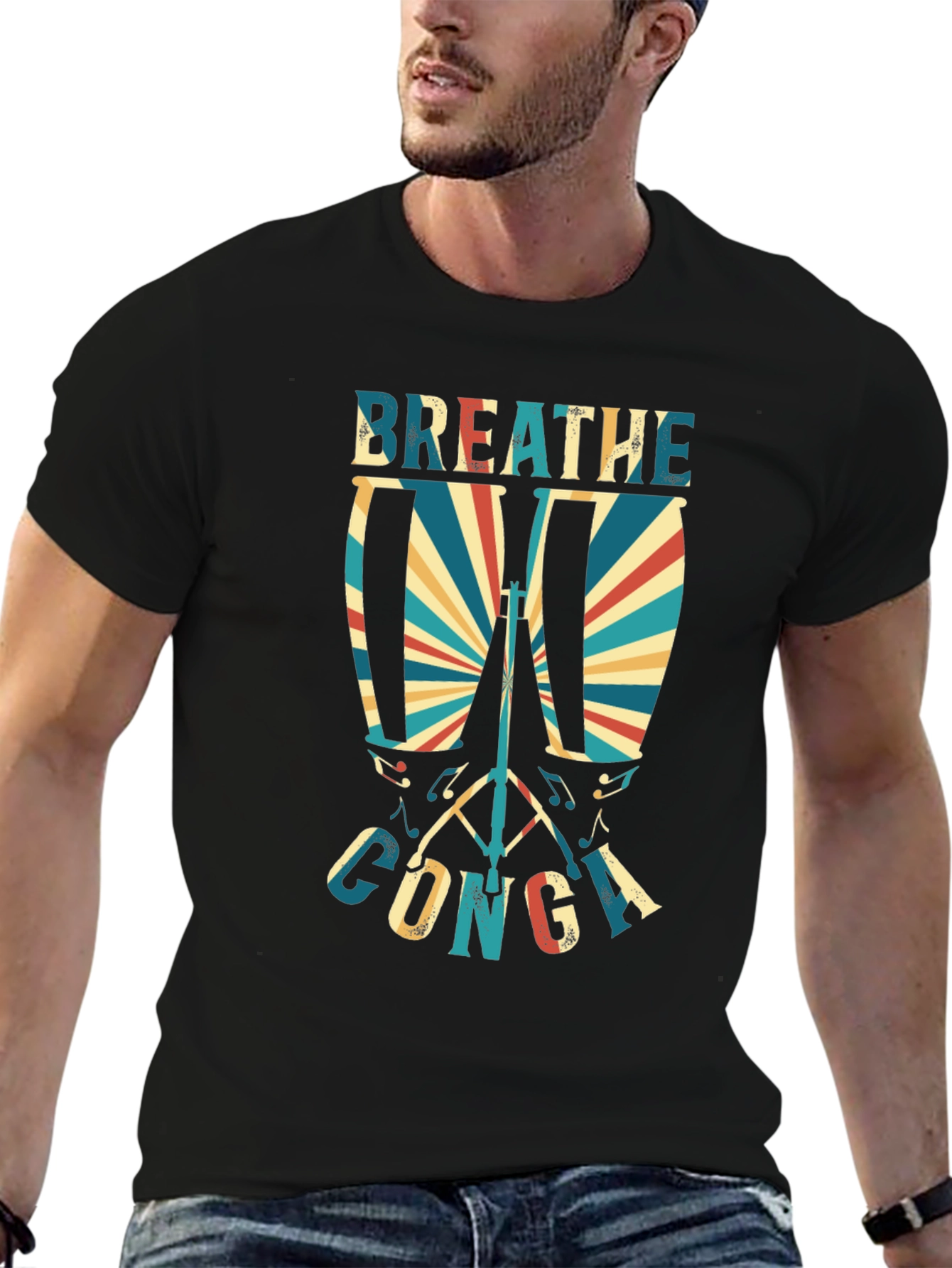 Breathe Conga Drum Graphic Tee - Music Lover Shirt