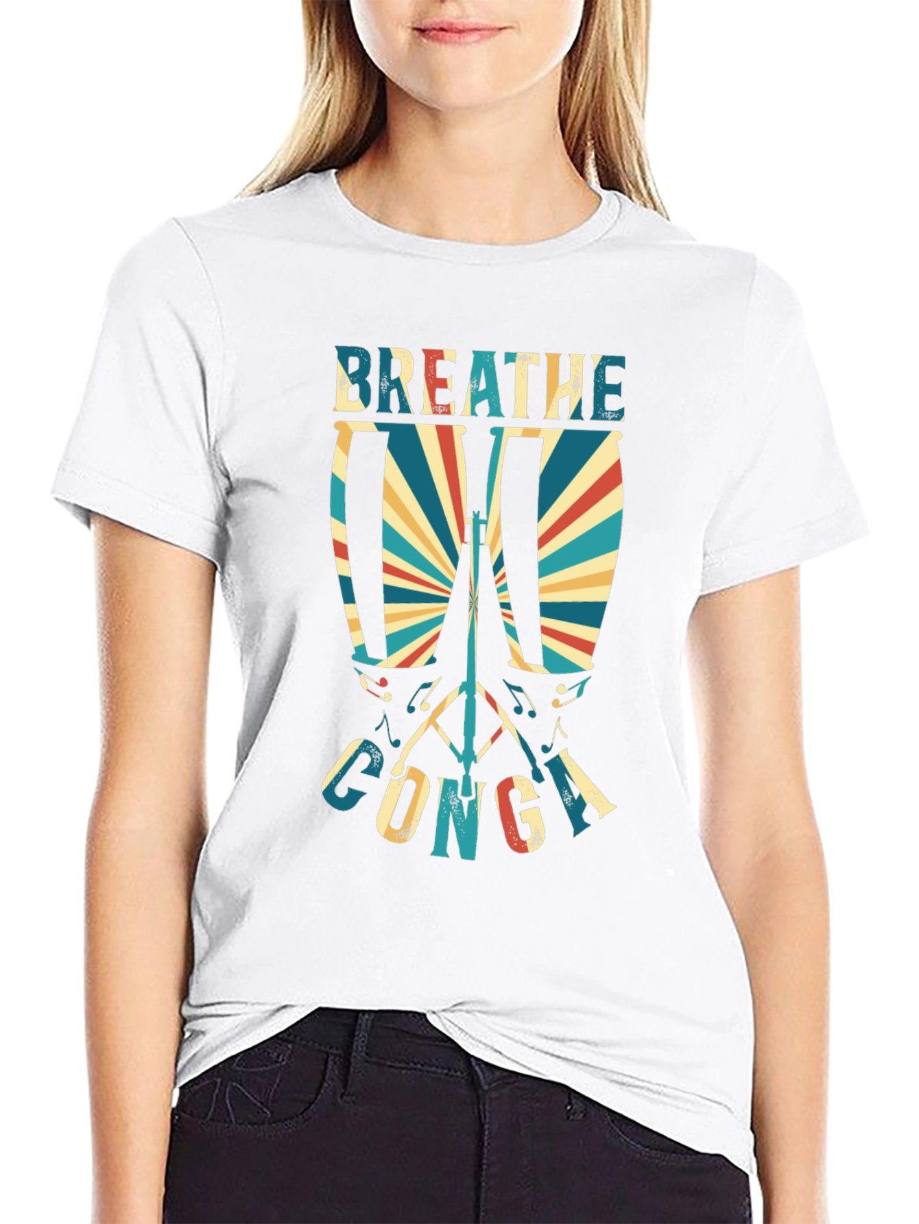 Breathe Conga Drum Graphic Tee - Music Lover Shirt