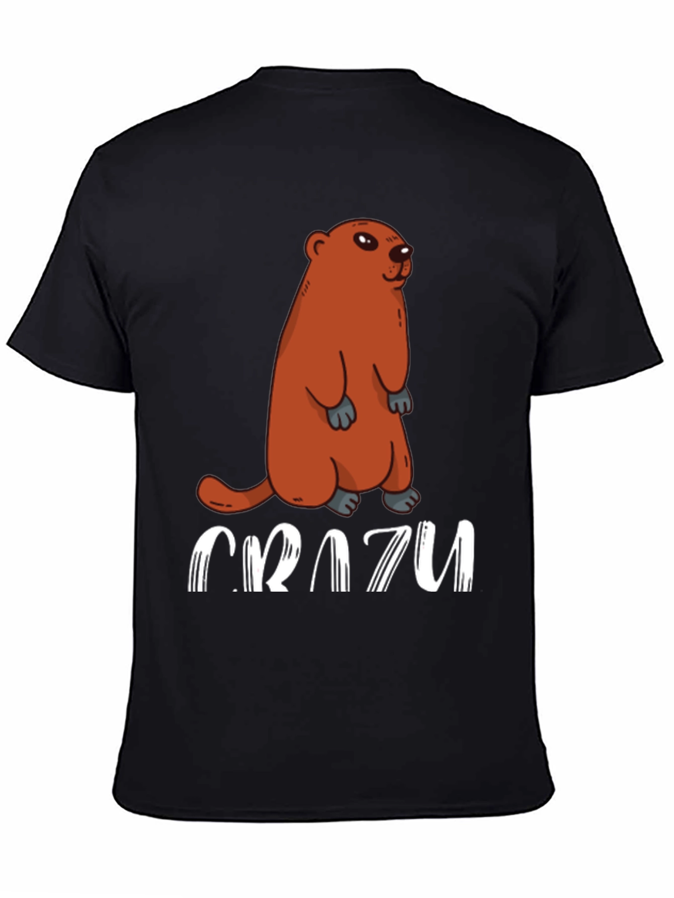 Crazy Groundhog T-Shirt - Black Crew Neck