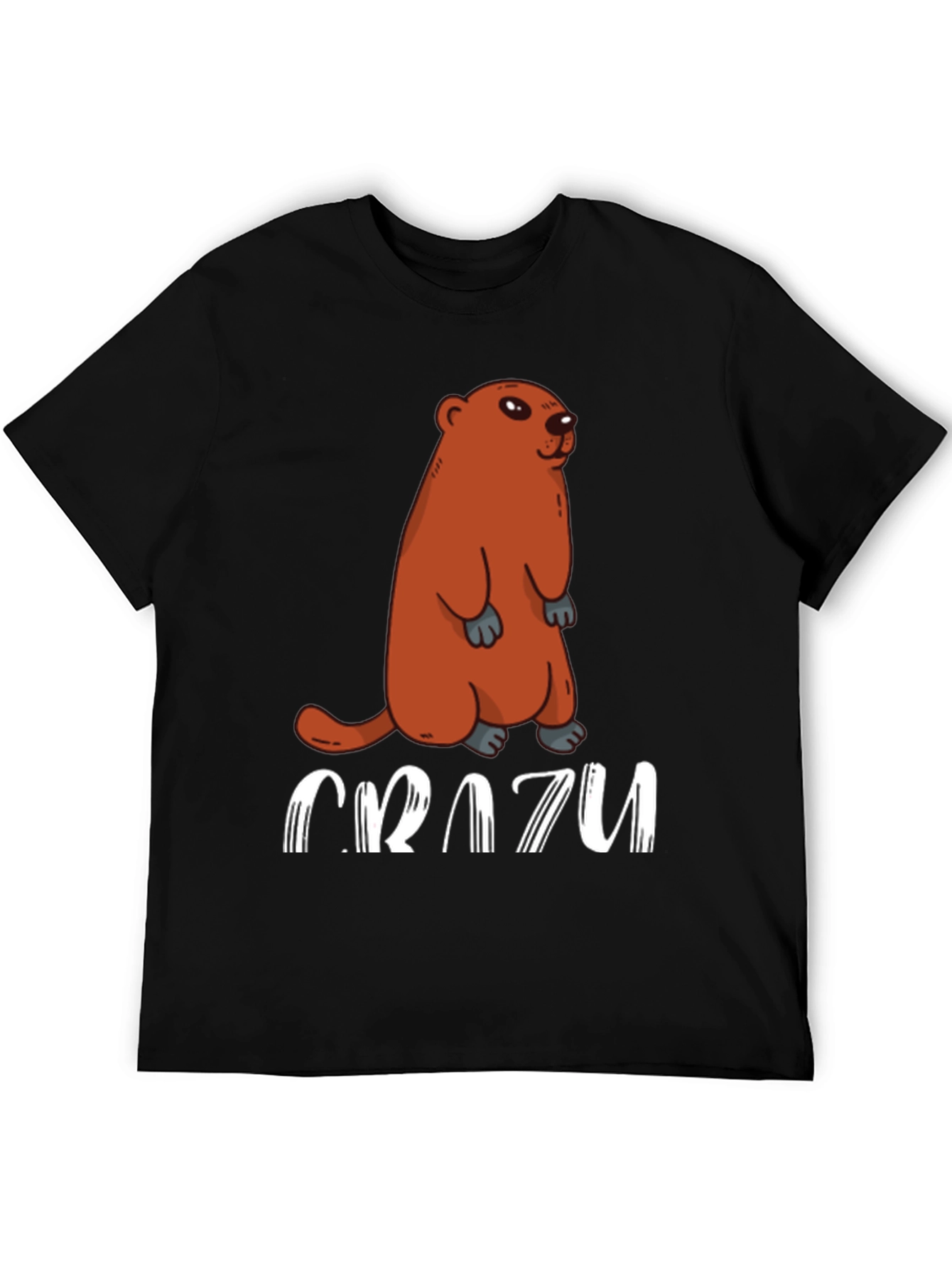 Crazy Groundhog T-Shirt - Black Crew Neck