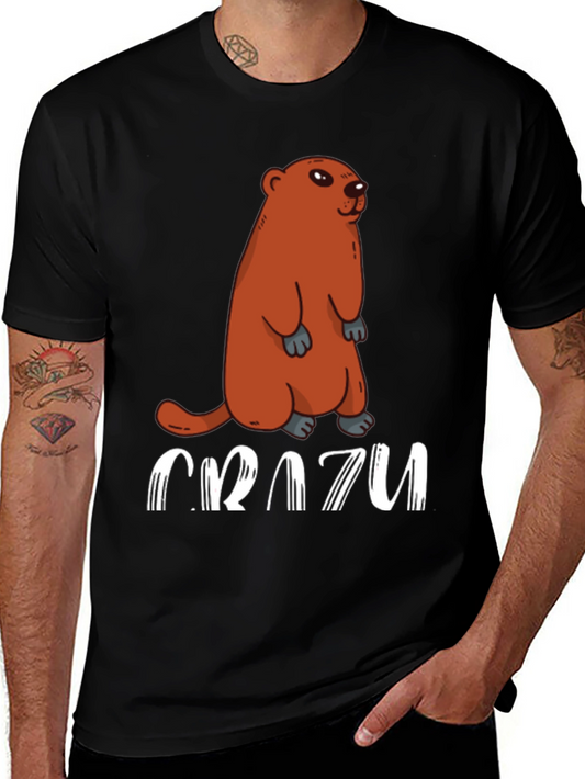 Crazy Groundhog T-Shirt - Black Crew Neck