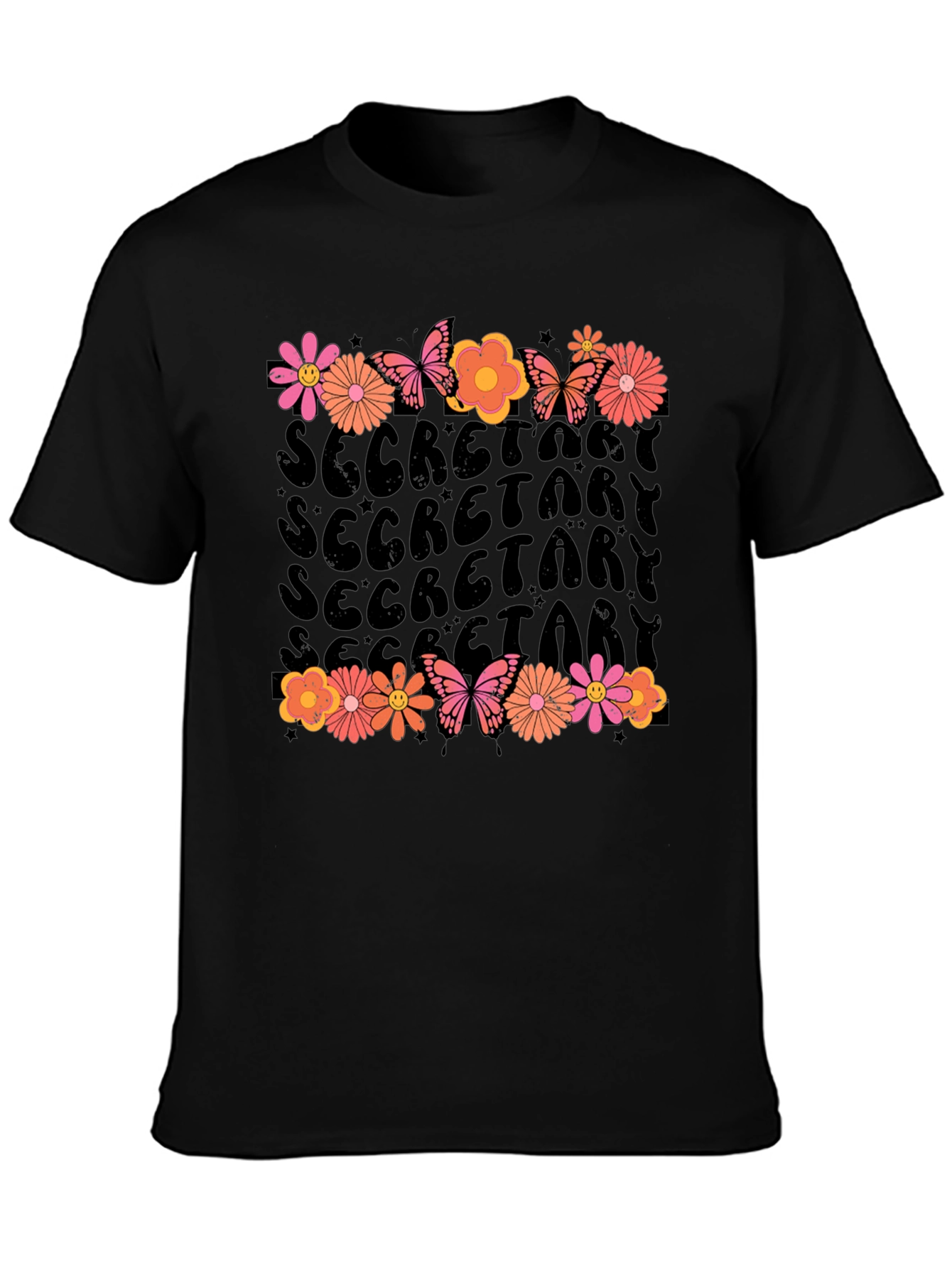 Floral Secretary T-Shirt Retro Style