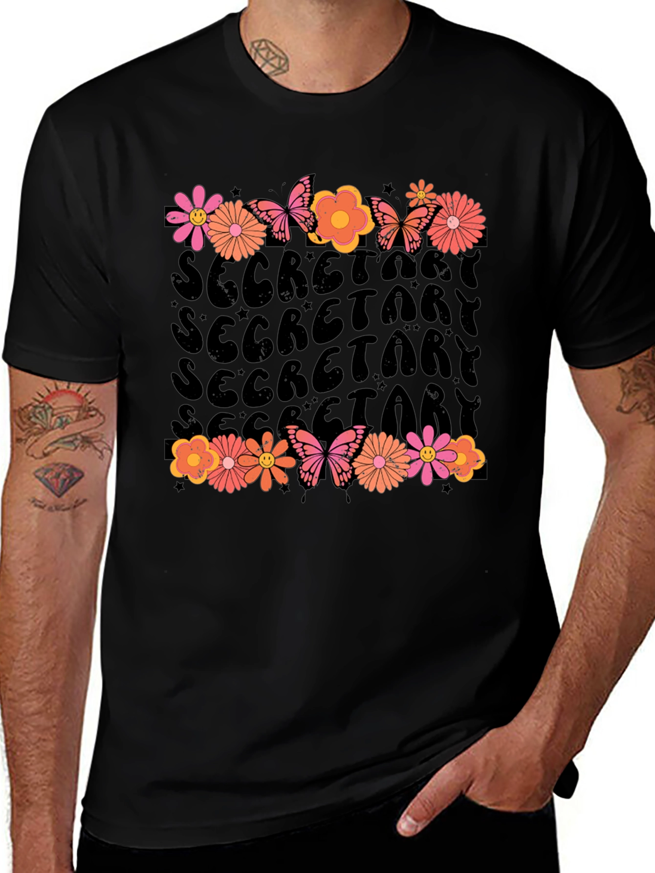 Floral Secretary T-Shirt Retro Style