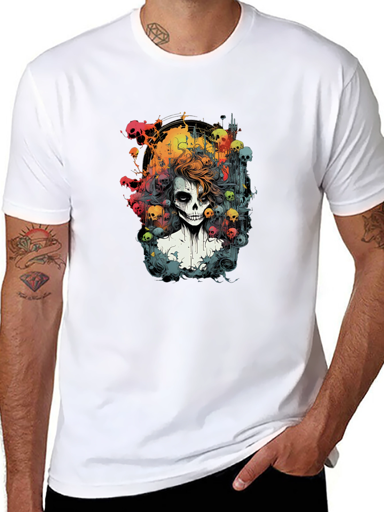Skull Portrait Graphic Tee - Edgy & Unique!