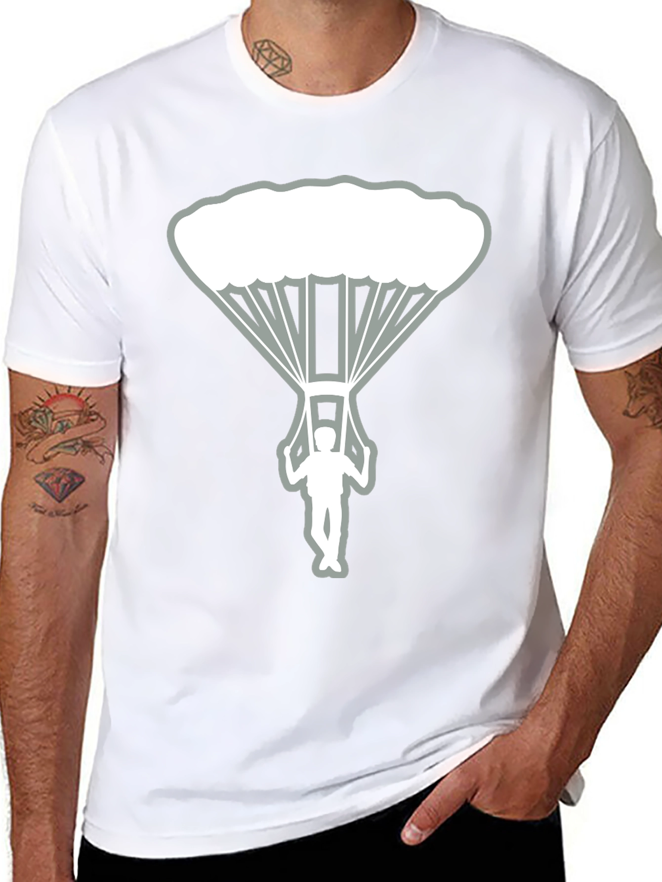 Skydiver Graphic Tee - Black Cotton T-Shirt