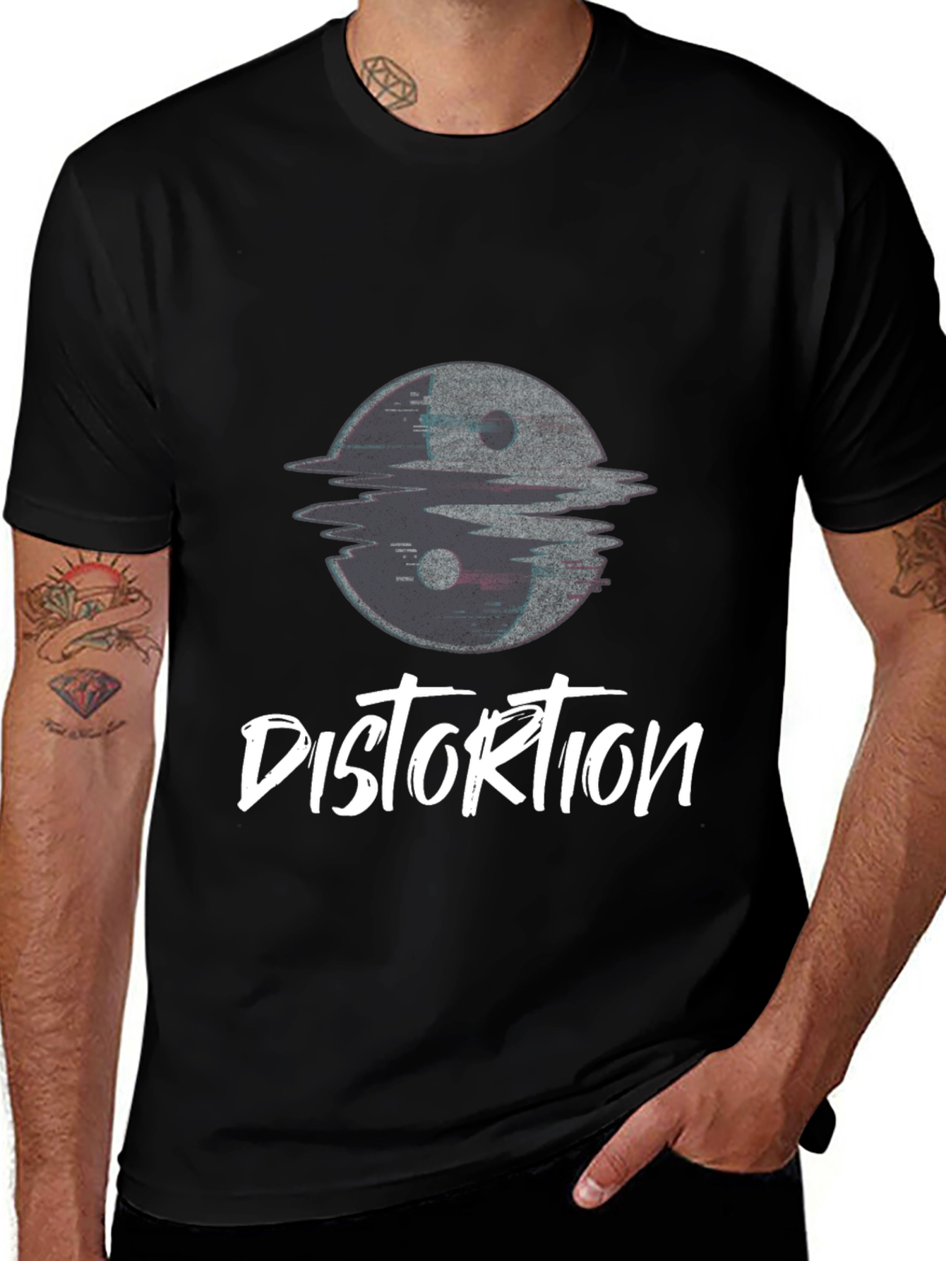 Distortion Graphic Tee - Yin Yang Glitch Design