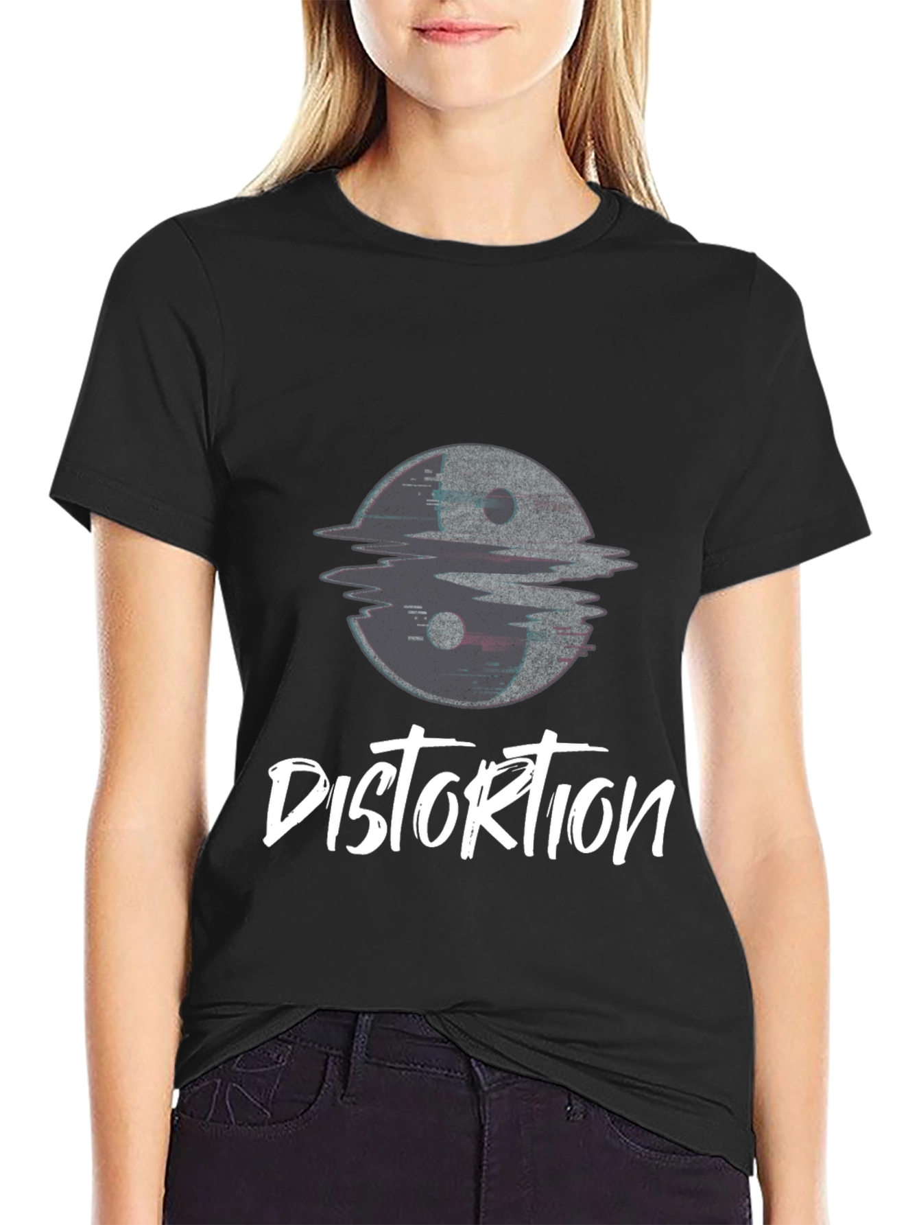 Distortion Graphic Tee - Yin Yang Glitch Design