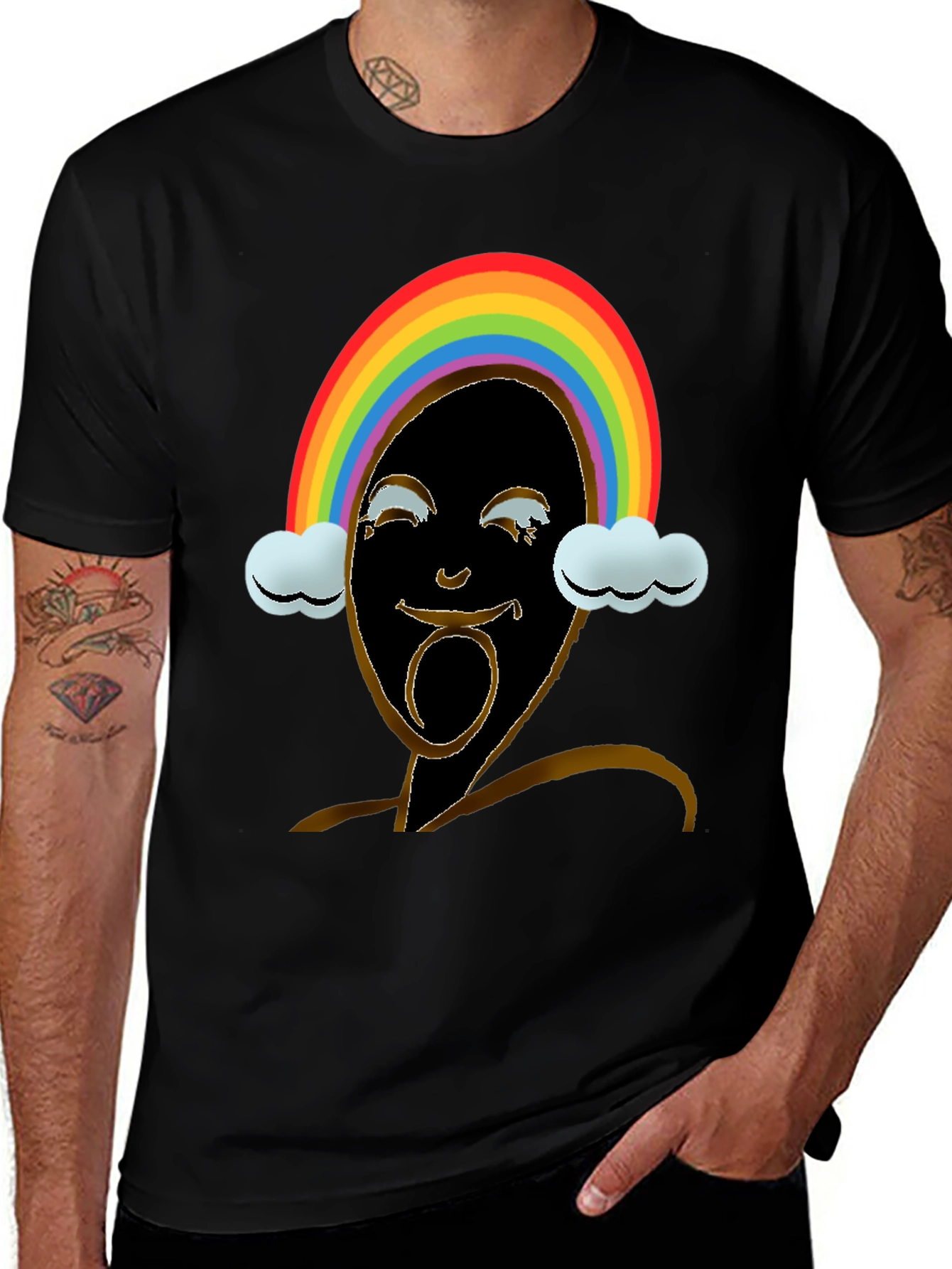 Rainbow Face Graphic Tee - Black