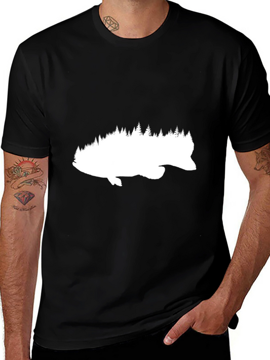 Bass Fish & Forest Silhouette Graphic Tee - Black