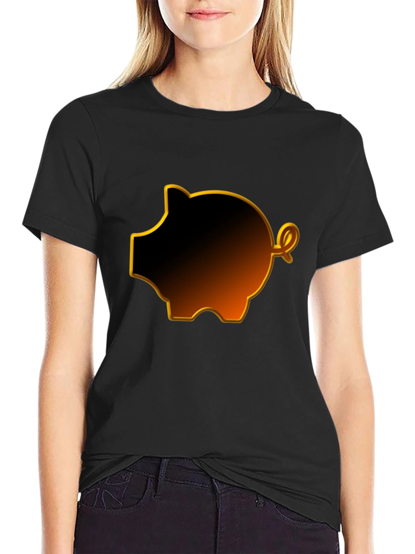 Black Piggy Bank Graphic Tee