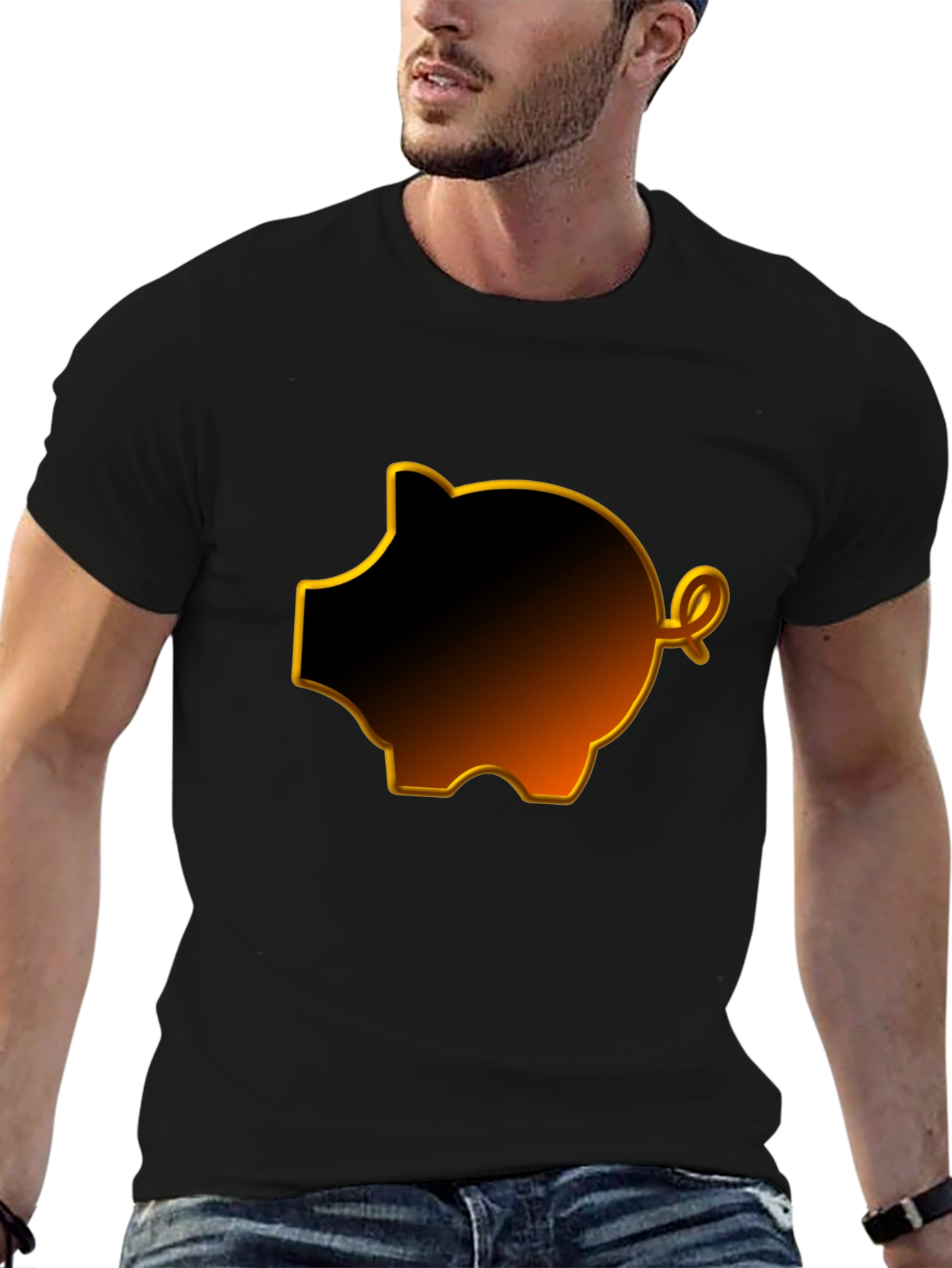 Black Piggy Bank Graphic Tee