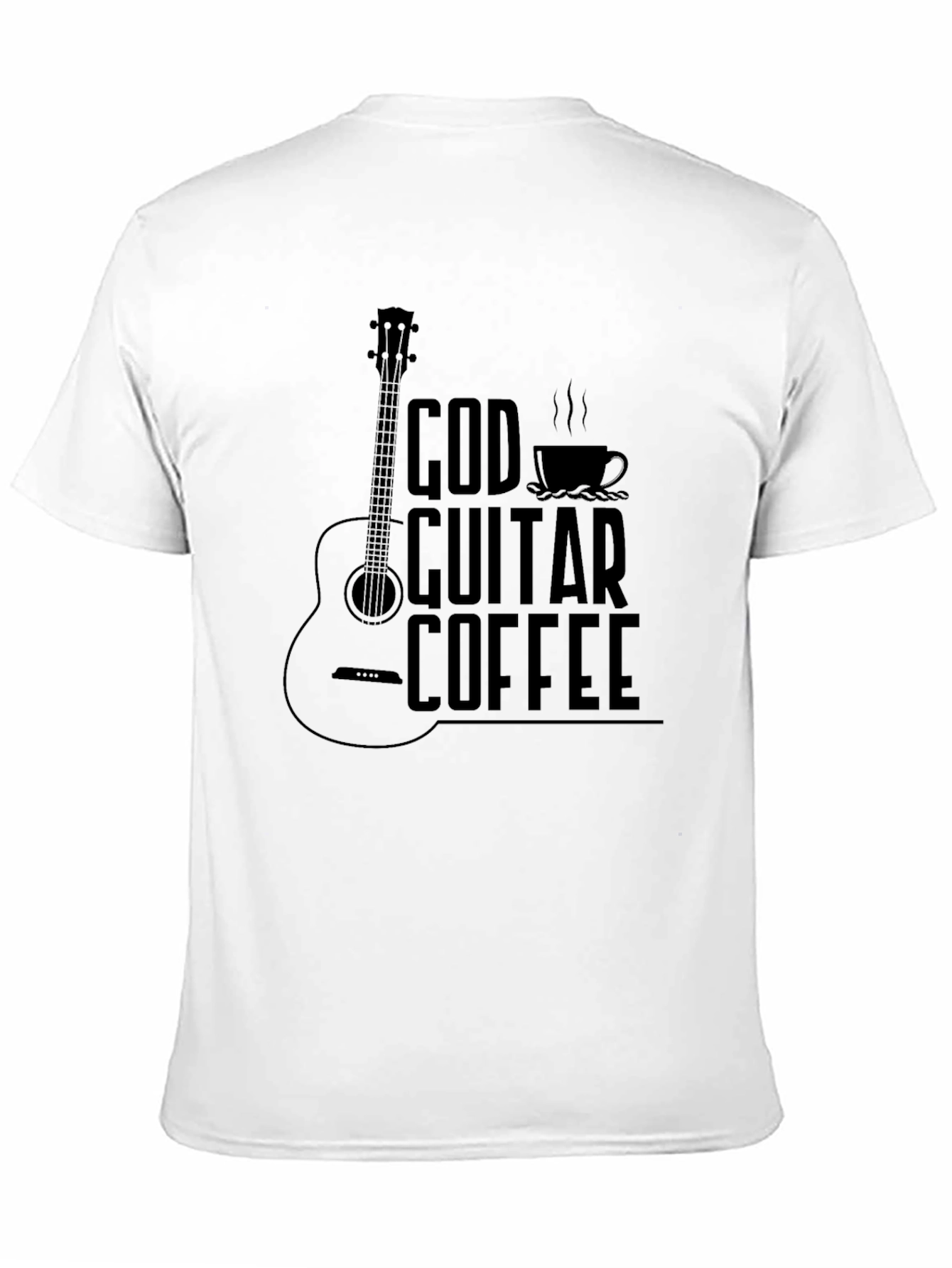 God Guitar Coffee Black Graphic T-Shirt